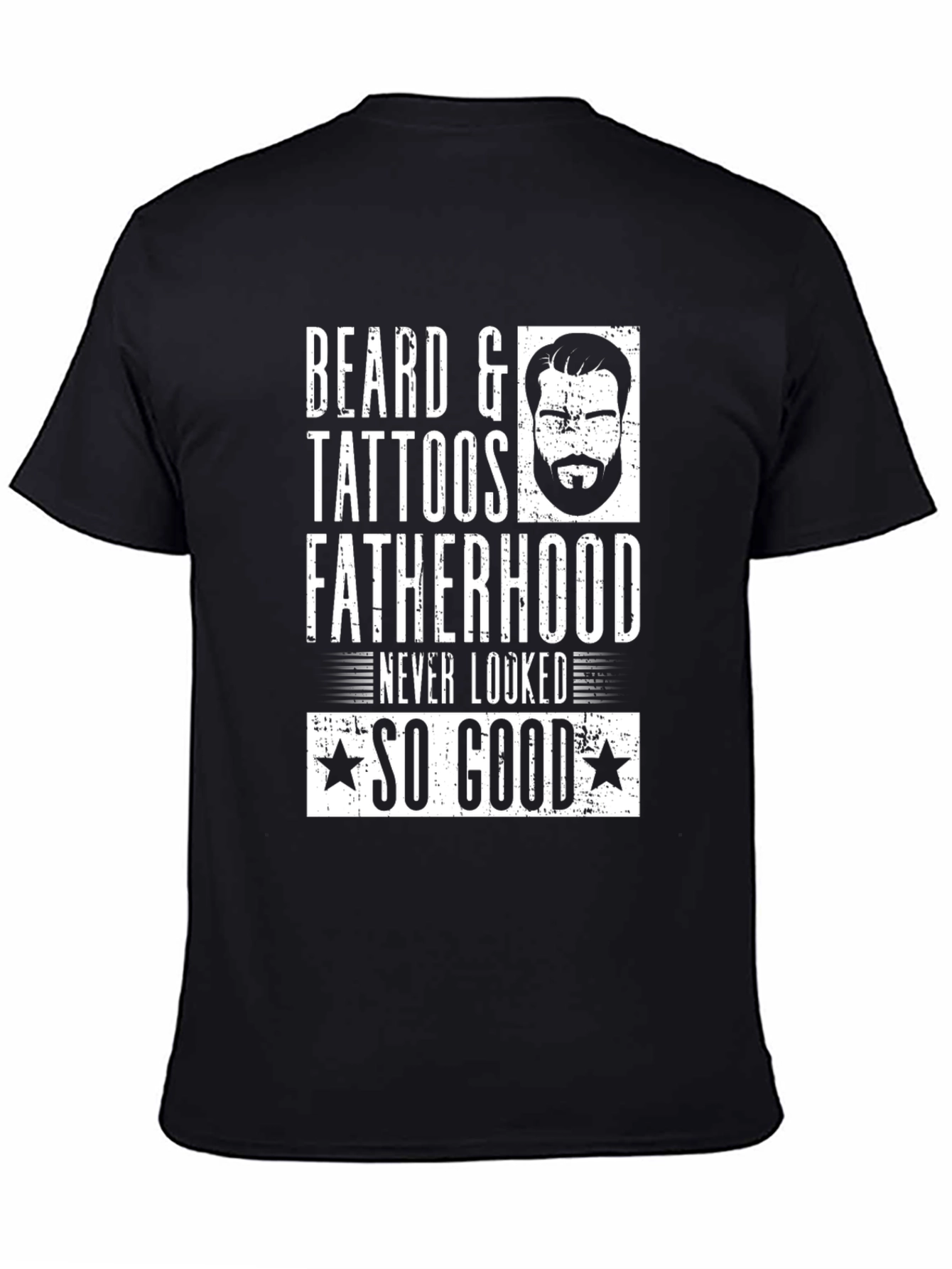 Black Beard & Tattoos Fatherhood Graphic Tee view 4