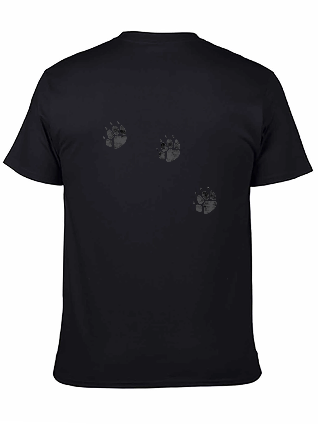 Black Men's Black Paw Print T-Shirt view 4