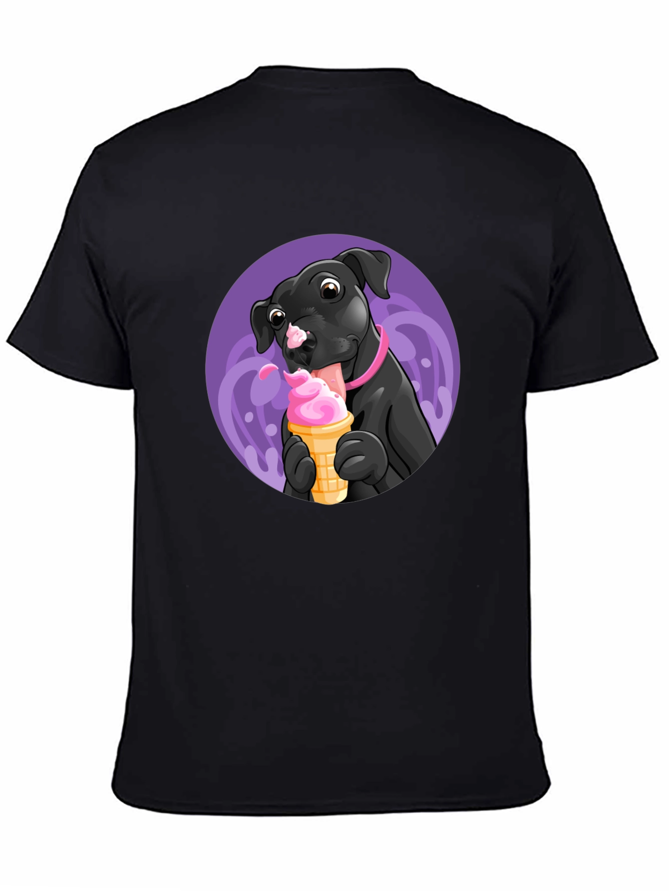 Black Dog Eating Ice Cream Graphic Tee - Black view 4