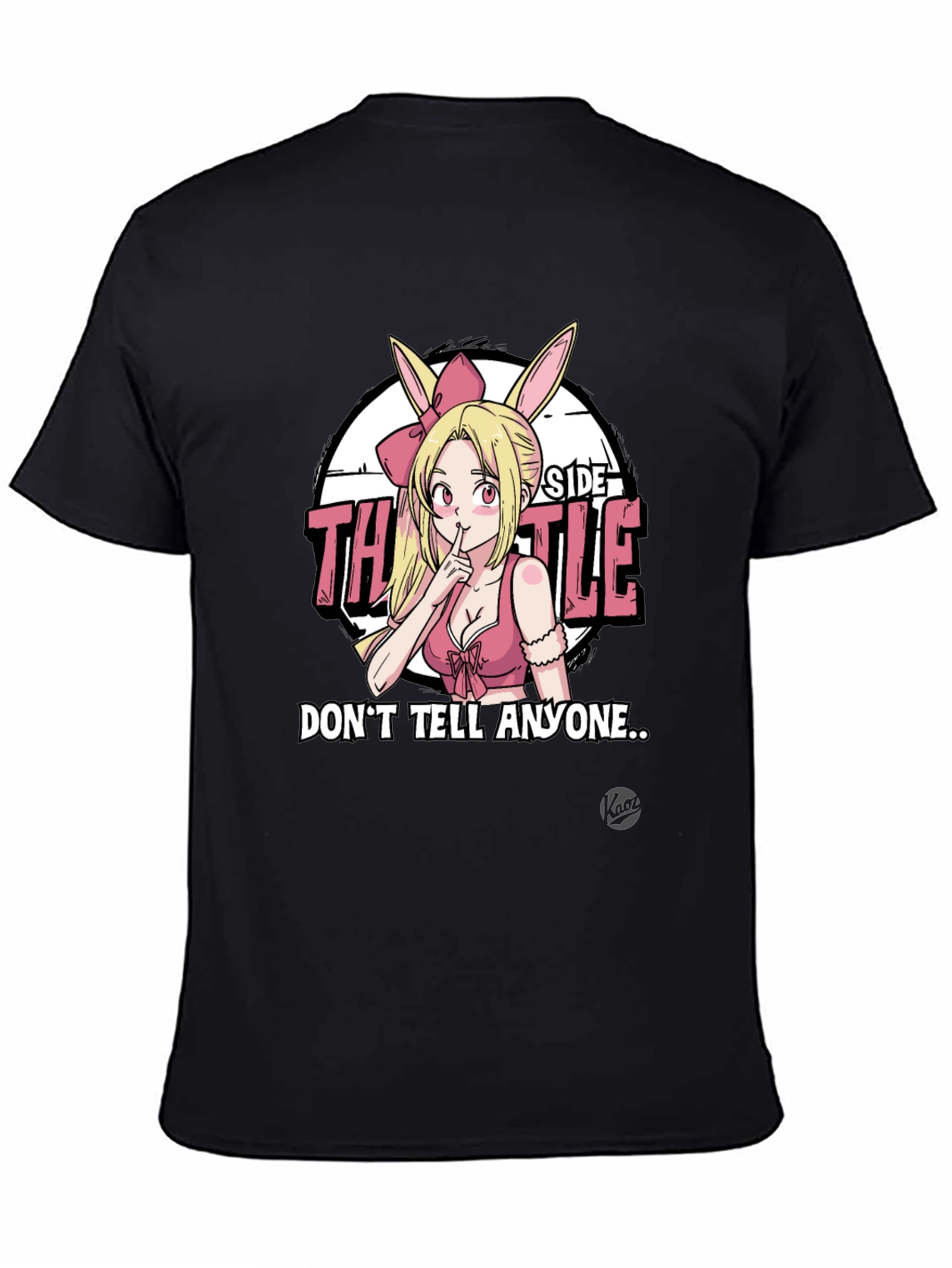 Black Anime Bunny Girl Graphic Tee - "Don't Tell Anyone..." view 4