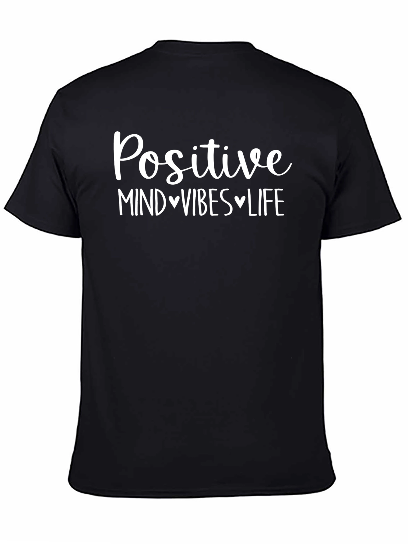 Black Positive Mind Vibes Life Graphic T-Shirt view 4
