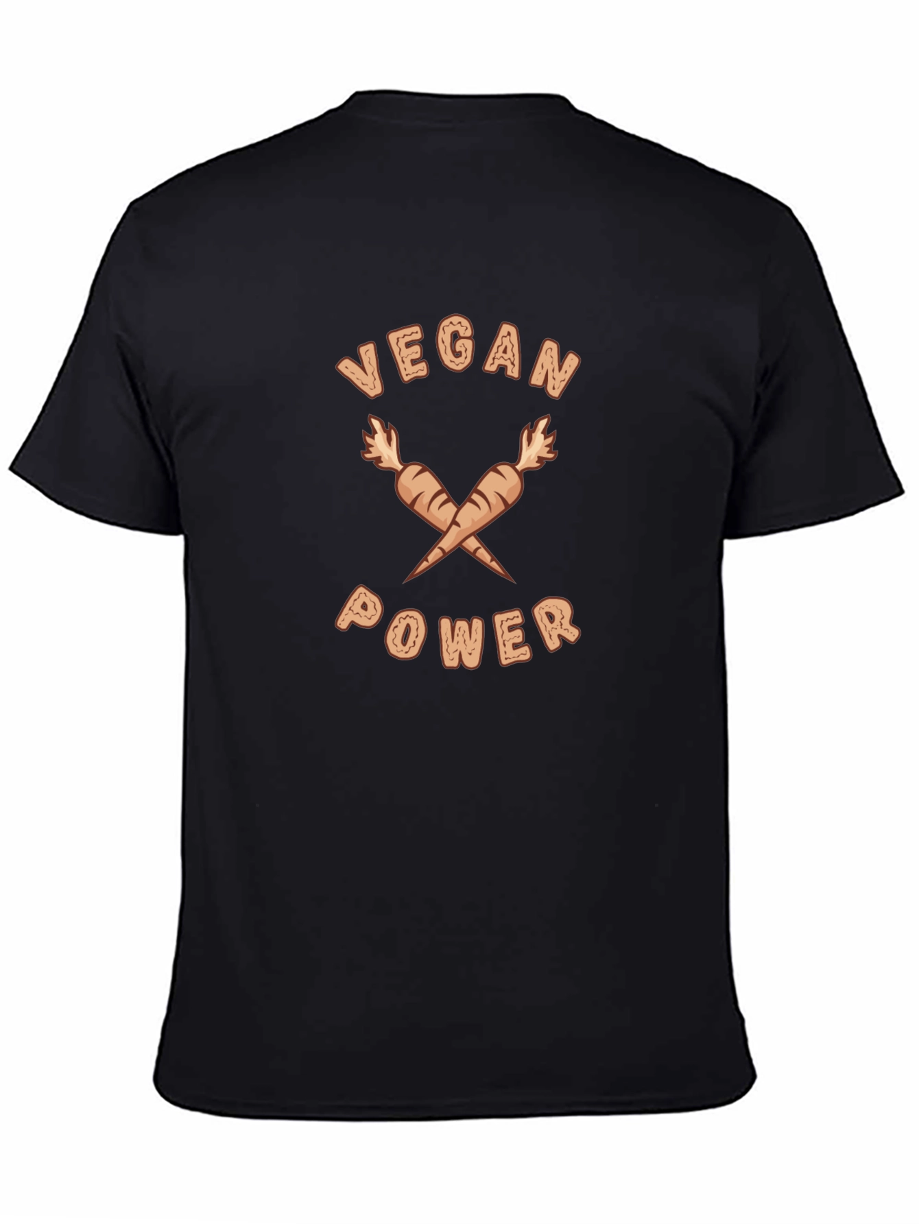 Black Vegan Power T-Shirt - Carrot Cross Design view 4