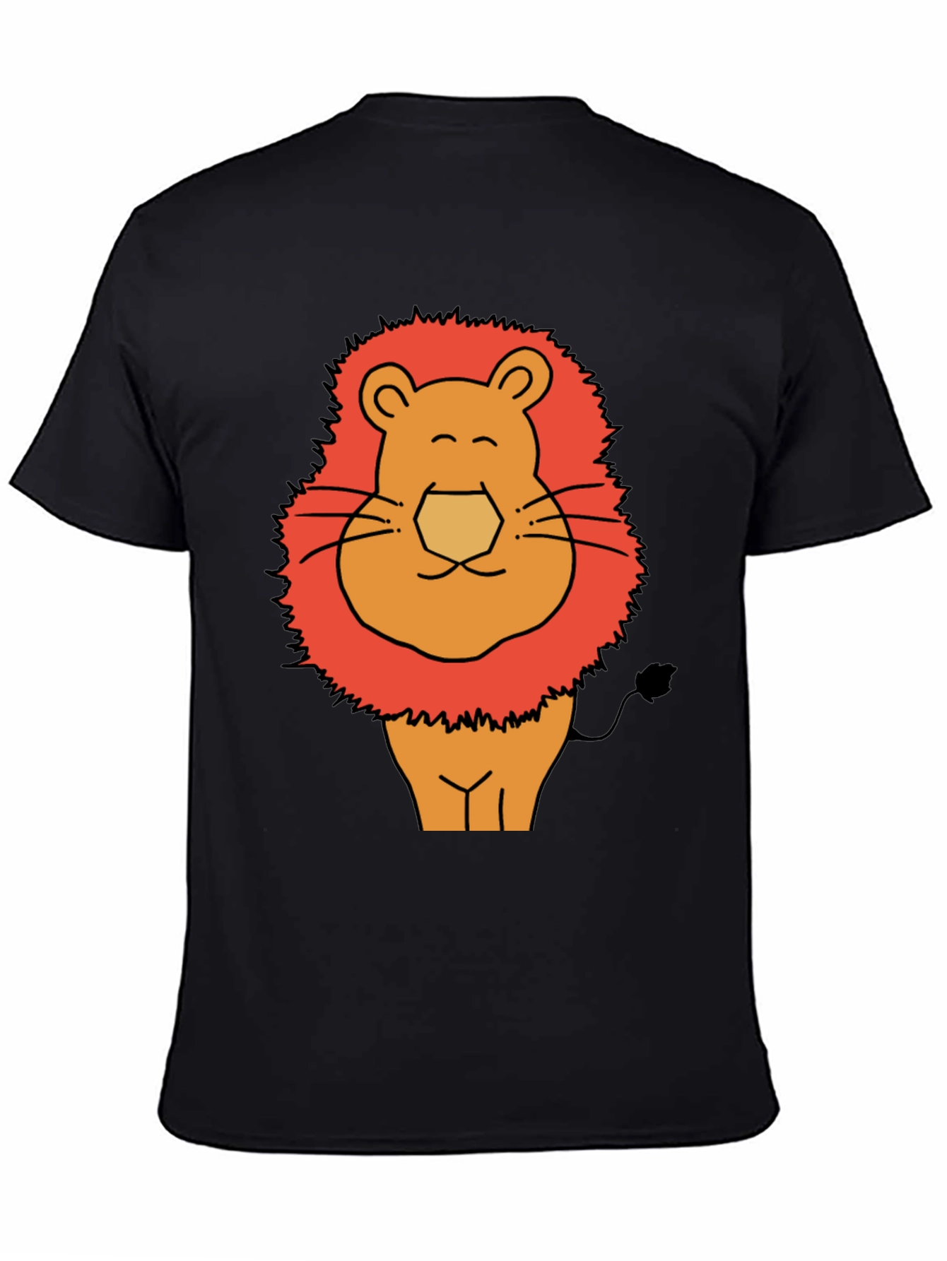 Black Funny Lion Graphic Tee - Men's Black T-Shirt view 4