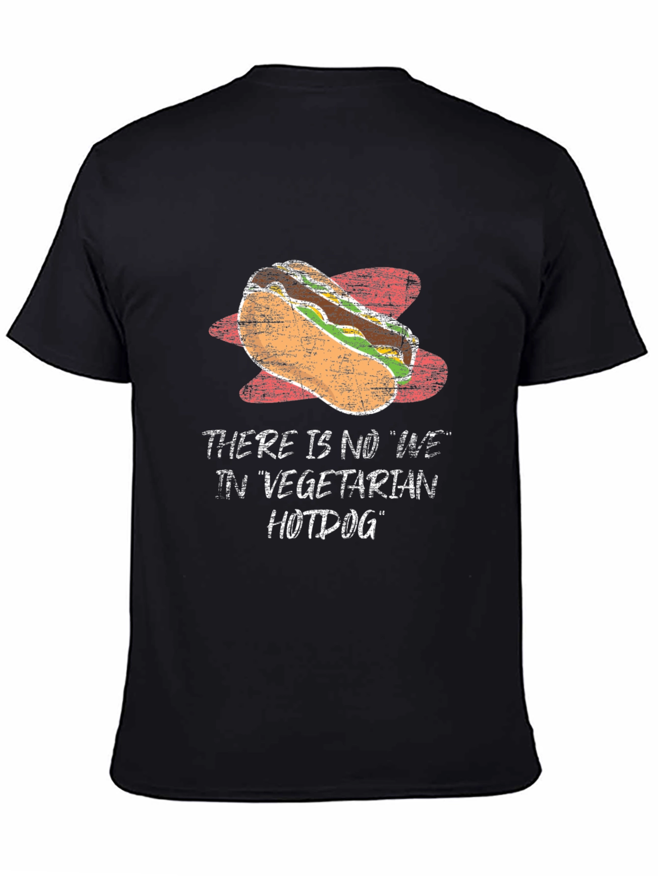 Black Vegetarian Hotdog T-Shirt Funny Hot Dog Lover Tee view 4
