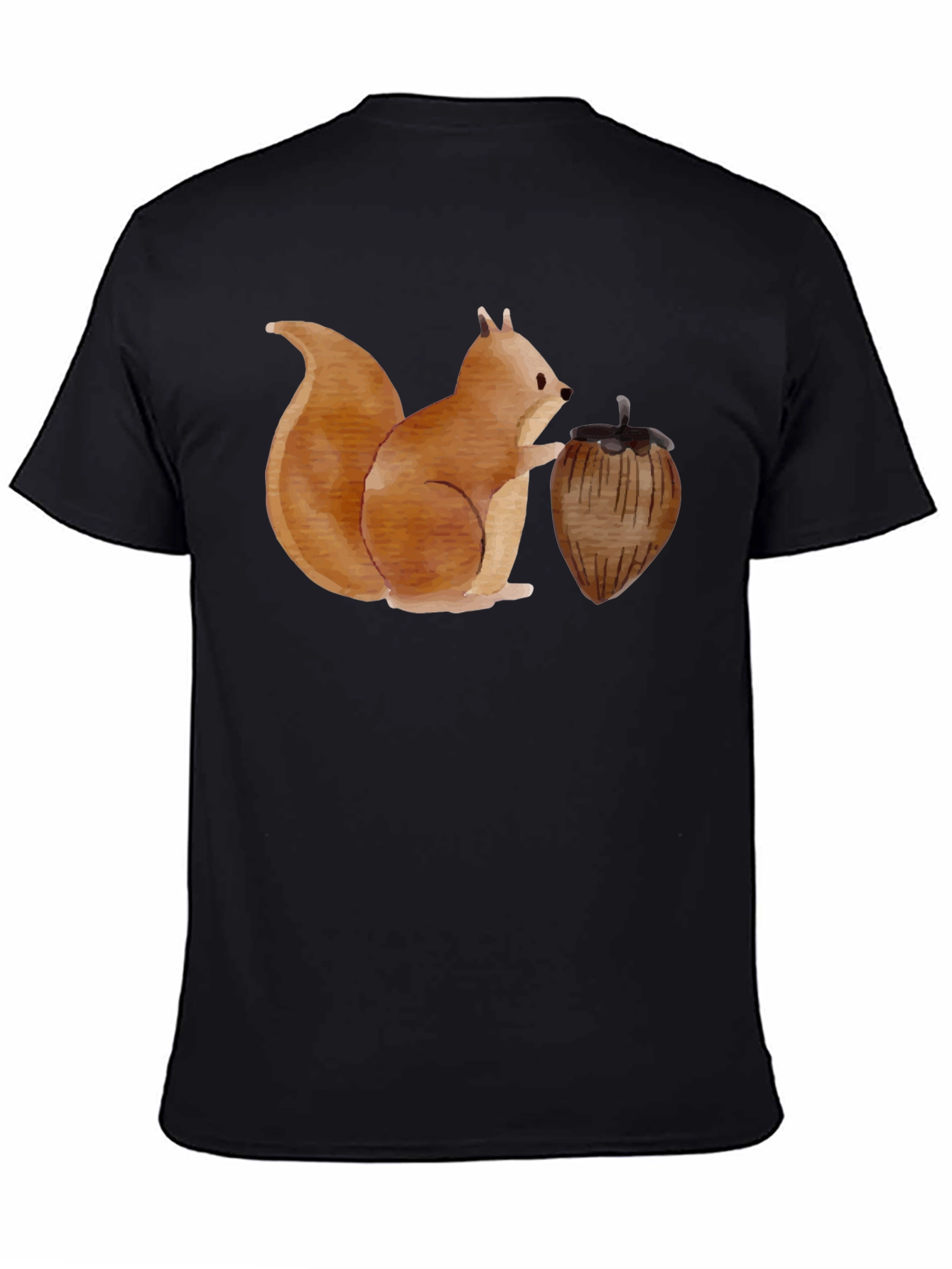 Black Squirrel & Nut Graphic Tee - Black Cotton Casual Comfort view 4