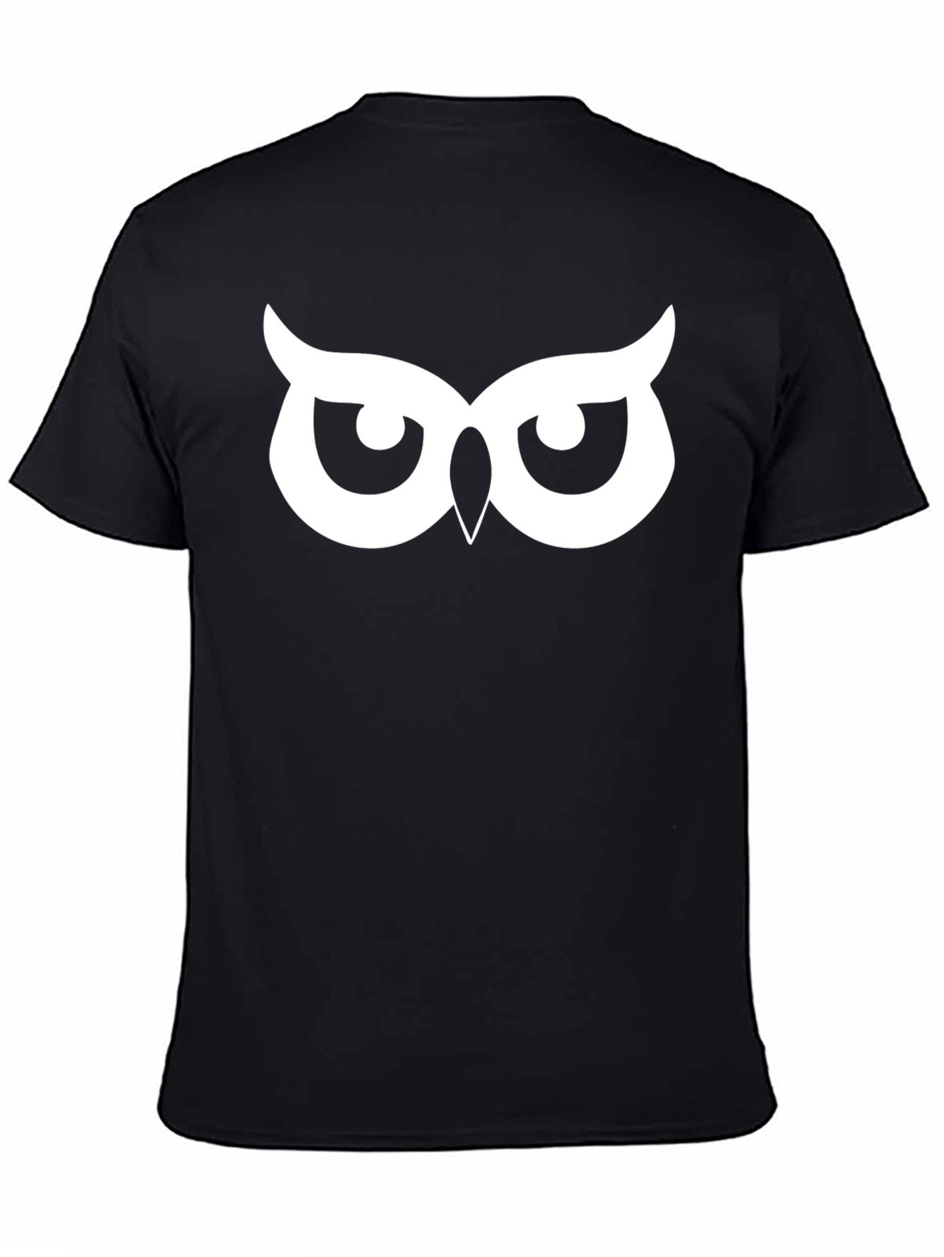 Black Owl Eyes Graphic Tee - Black Cotton T-Shirt view 4