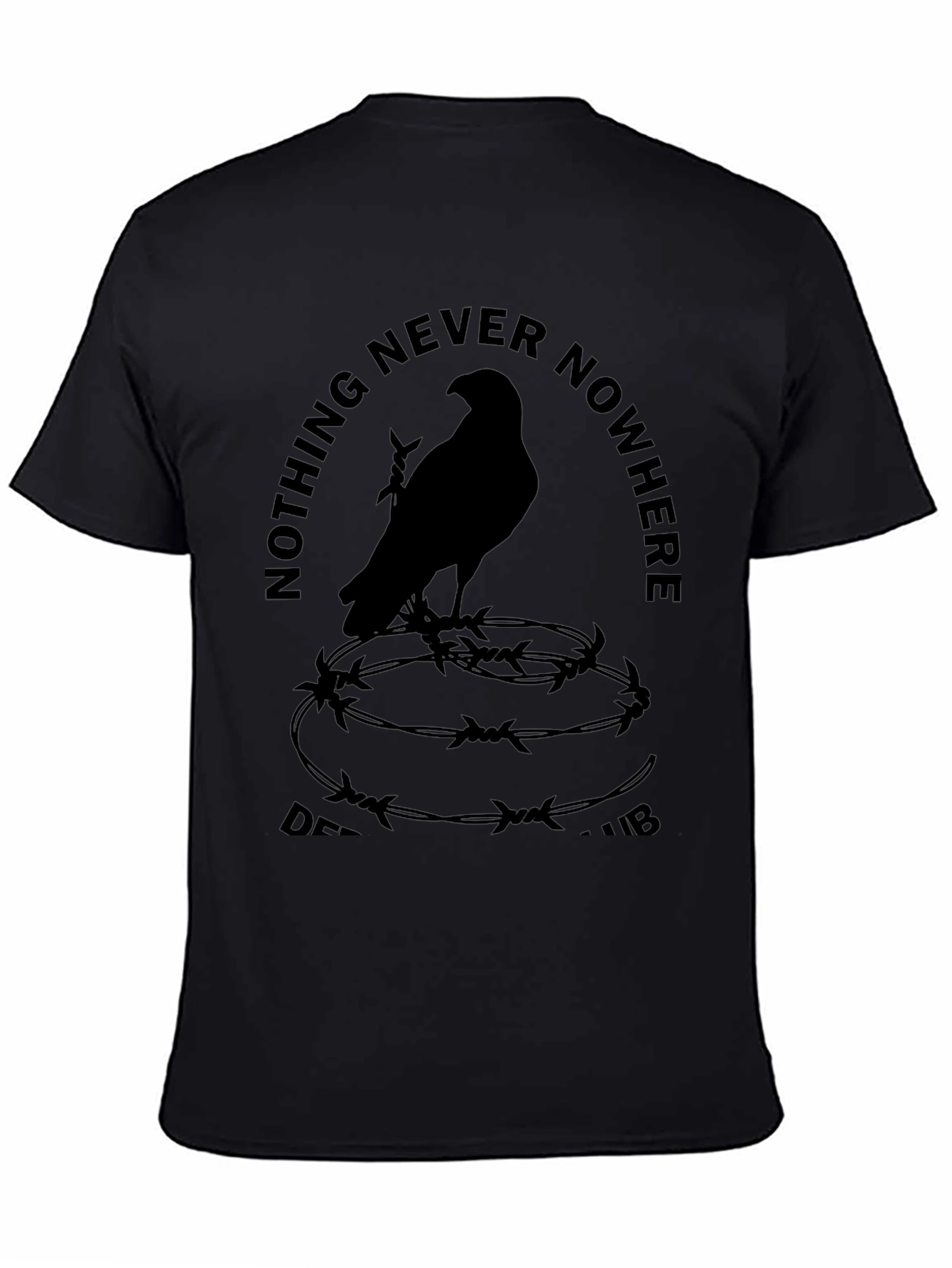 Black Nothing Never Nowhere Black Graphic T-Shirt view 4