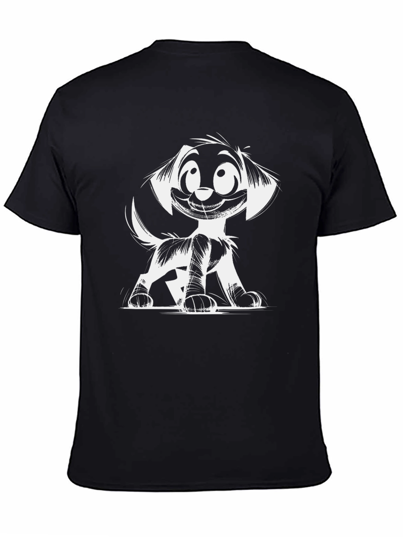 Black Cartoon Dog Graphic Tee - Black view 4