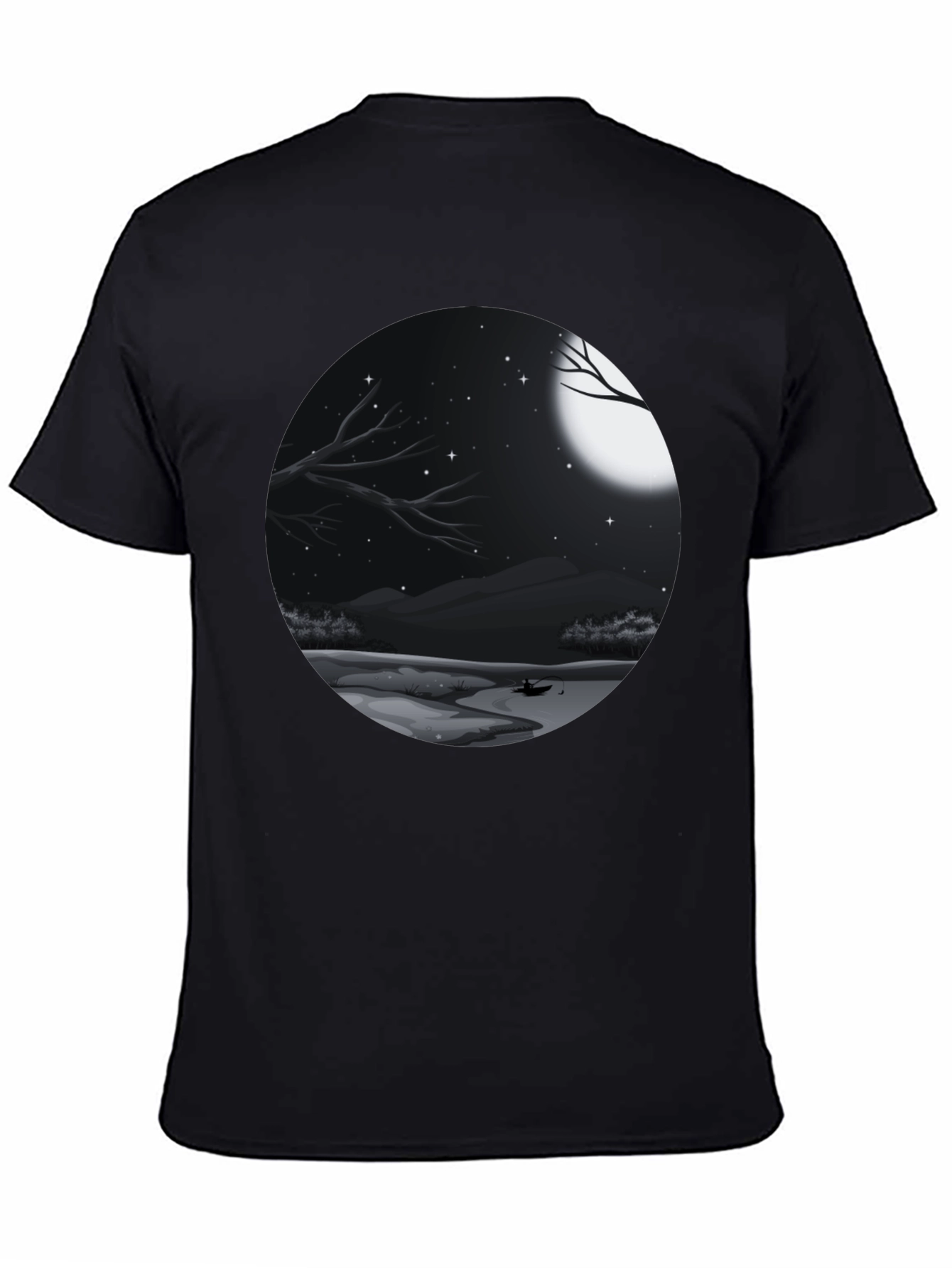 Black Moonlit Lake Graphic Tee - Black view 4