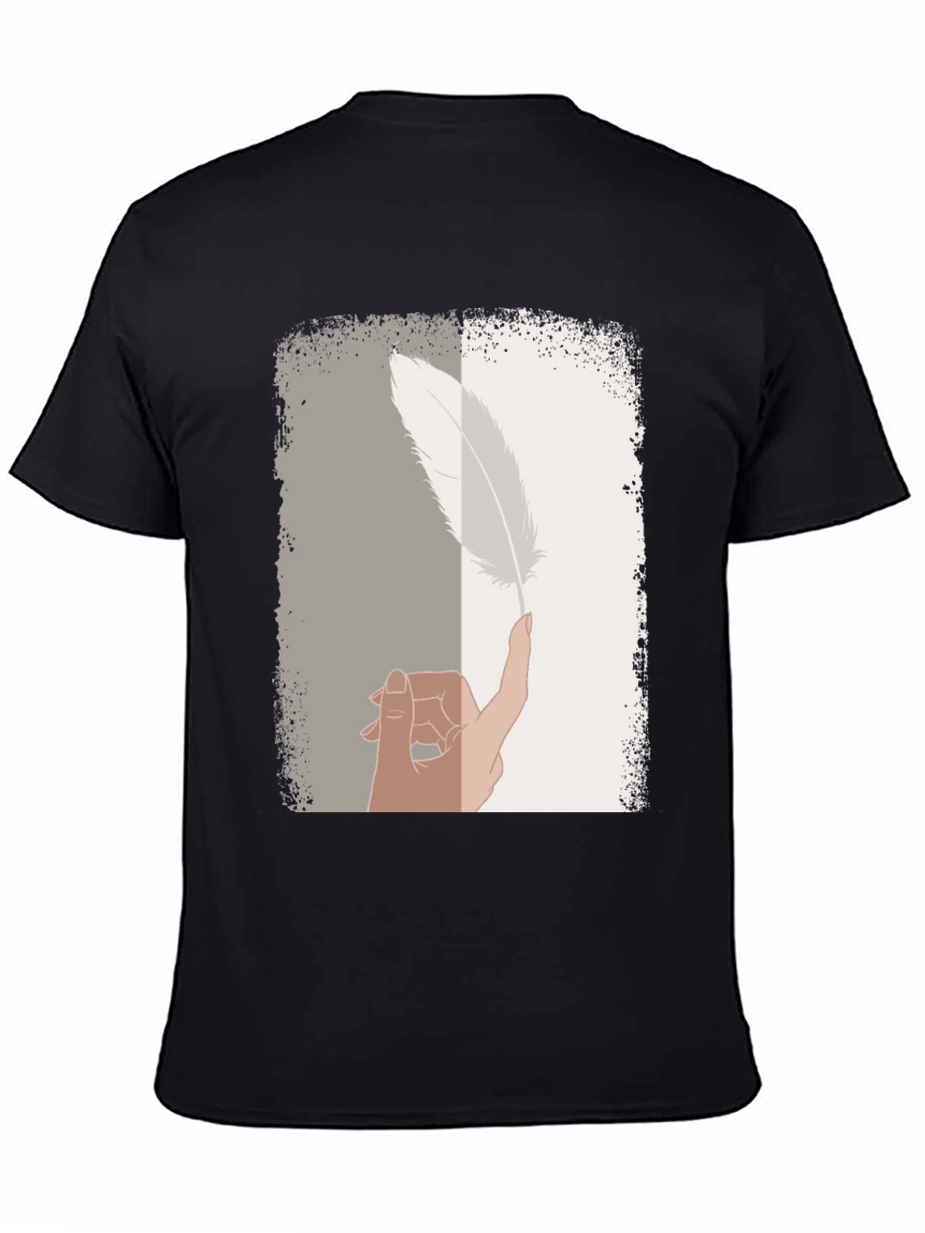 Black Feather Balance Graphic Tee - Casual Cotton Shirt view 4