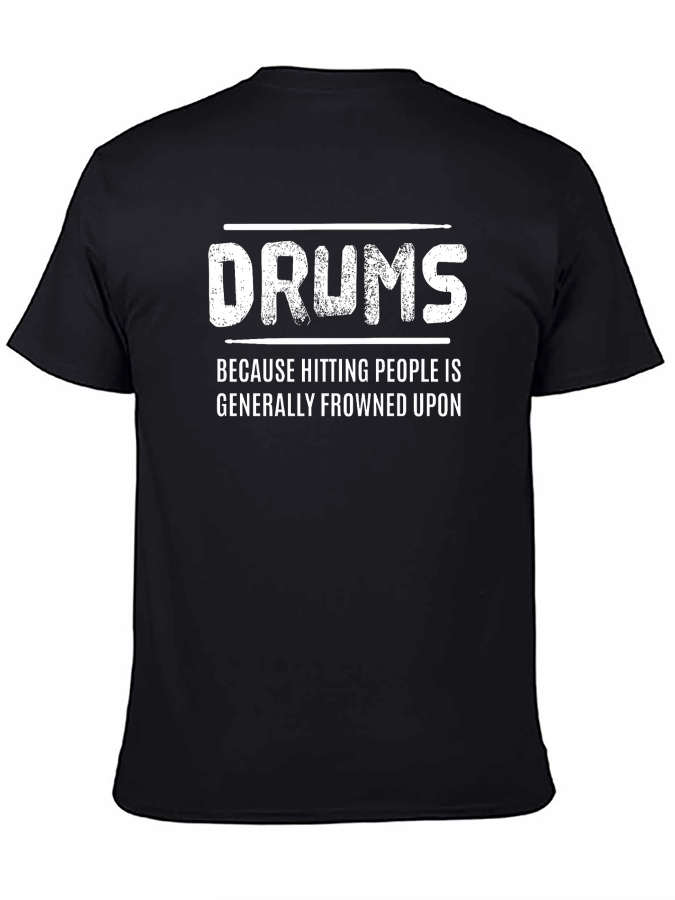 Black Drums Hitting People Funny Graphic Tee view 4