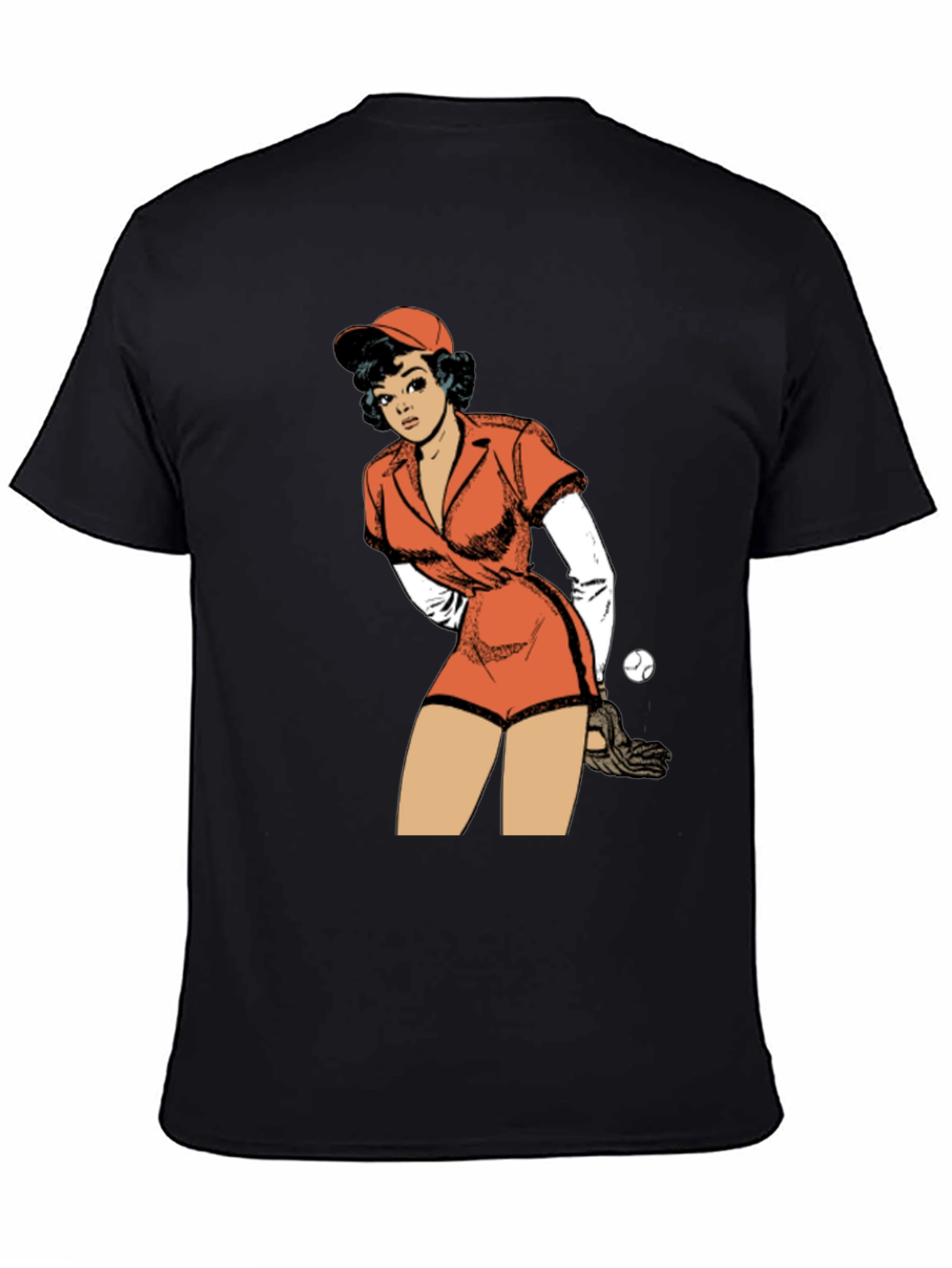 Black Retro Baseball Girl Graphic T-Shirt view 4