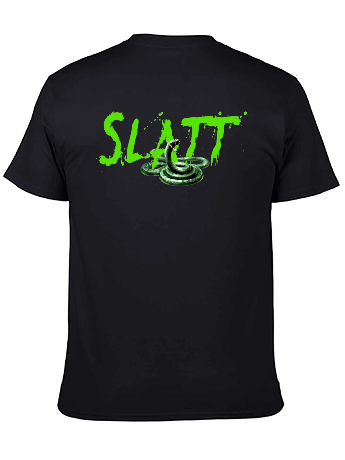 Black Slatt Snake Graphic Tee - Black Cotton T-Shirt view 4