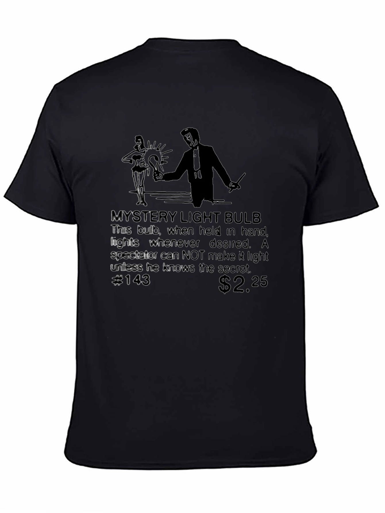 Black Mystery Light Bulb T-Shirt - Magic Trick Tee view 4