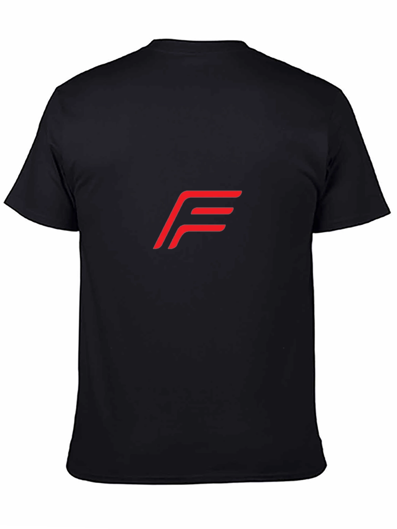 Black Modern Red "F" Logo Black T-Shirt view 4
