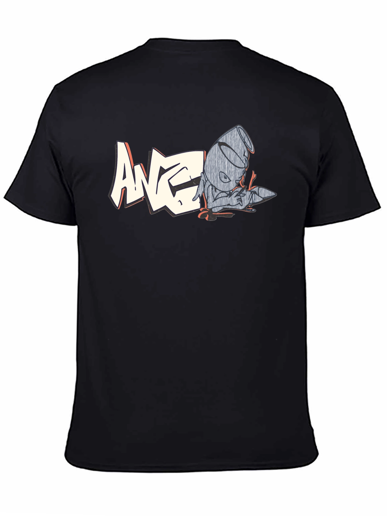 Black Graphic Black T-Shirt - Retro Cartoon Design view 4