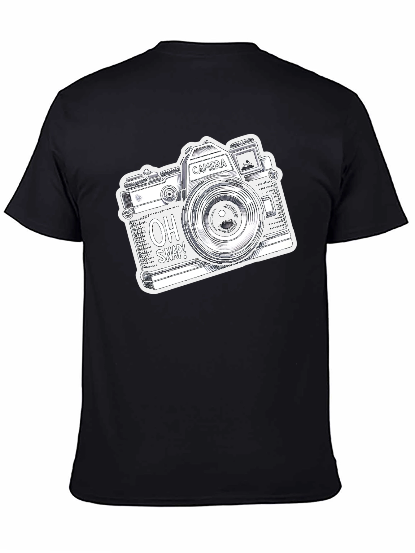 Black Retro Camera Graphic Print Black T-Shirt view 4