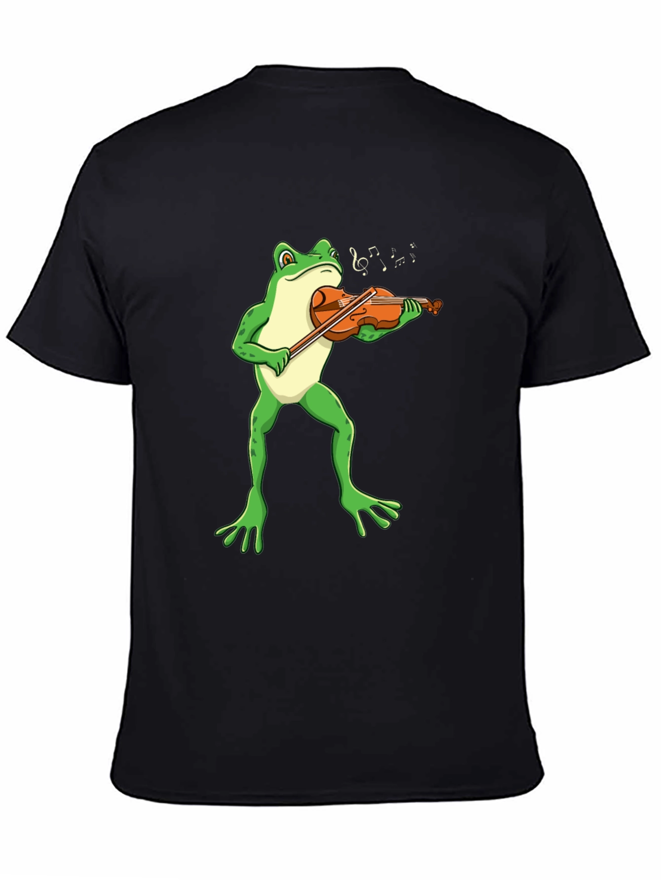 Black Frog Violinist T-Shirt - Funny Music Tee view 4