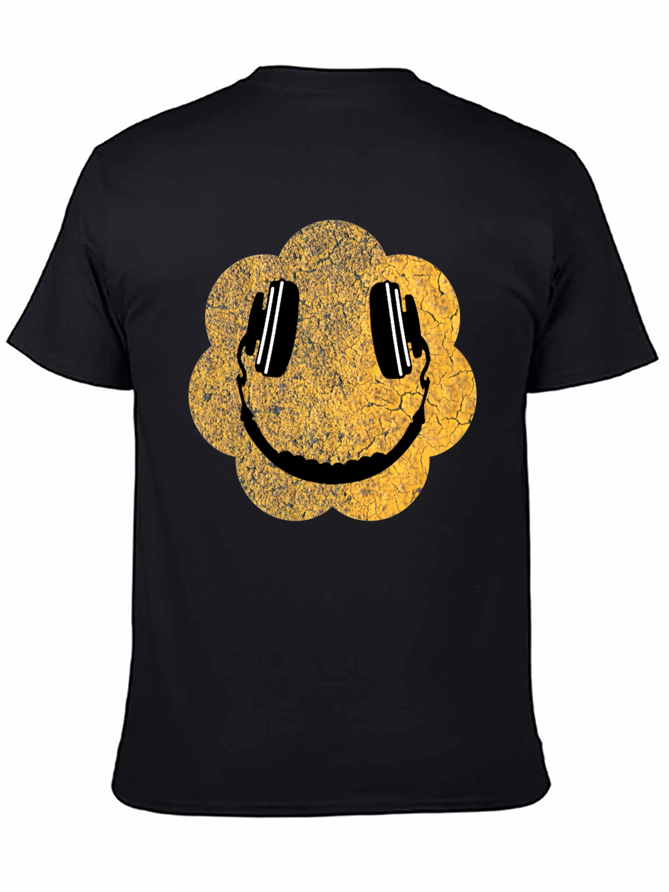Black Vintage Smiley Face Graphic Tee view 4