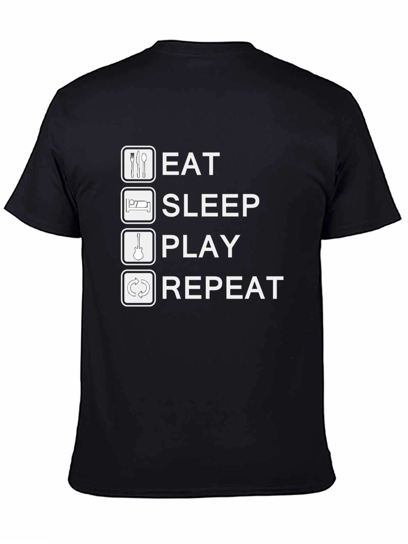 Black Eat Sleep Play Repeat Black Graphic Tee Shirt view 4