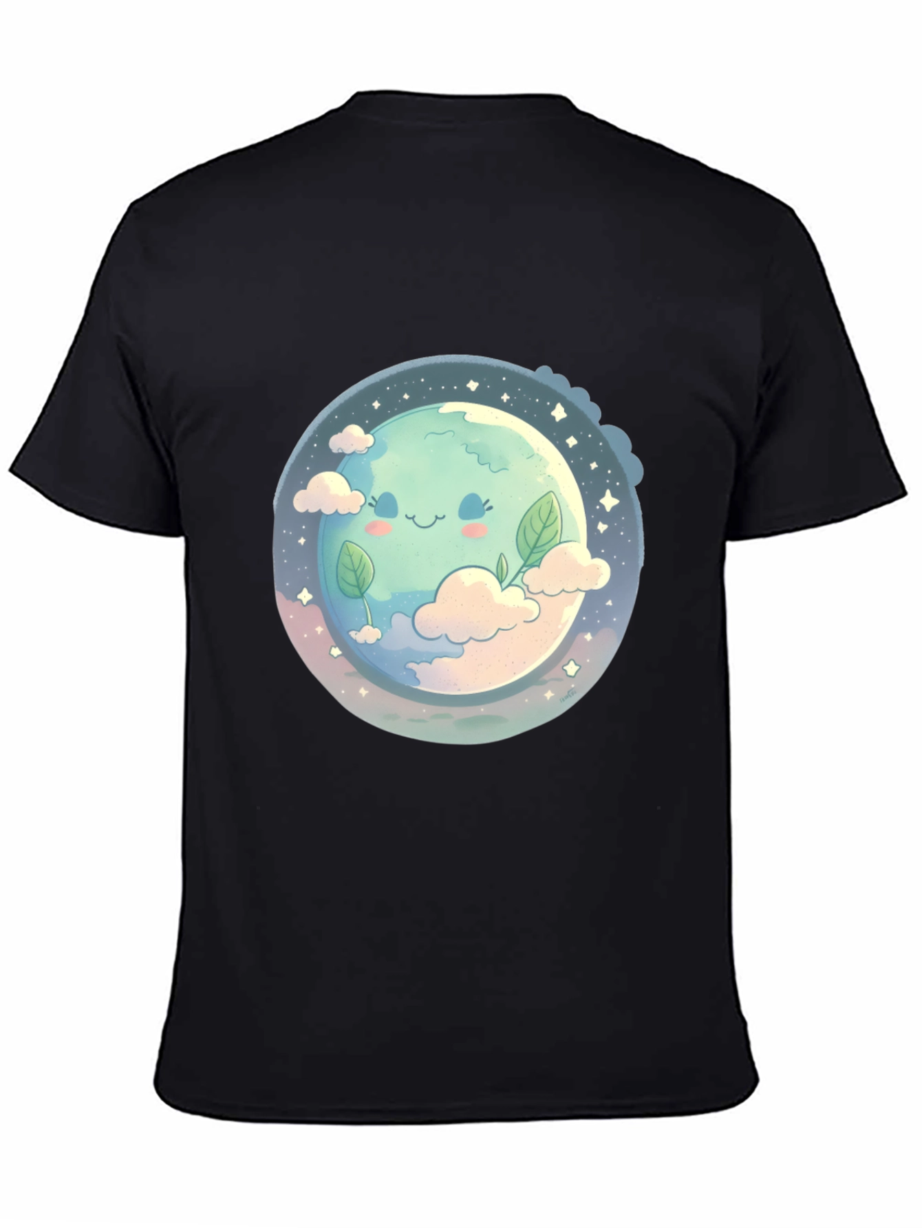 Black Cute Earth Graphic Black T-Shirt view 4