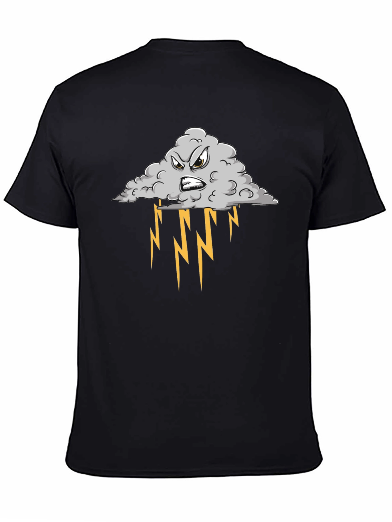 Black Storm Cloud Graphic Tee - Black Cotton T-Shirt view 4