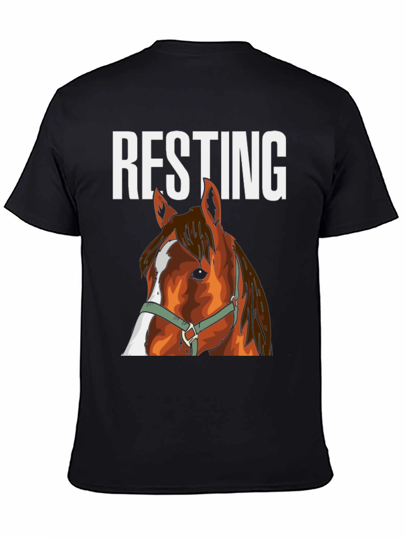 Black Resting Horse Face Graphic Tee view 4