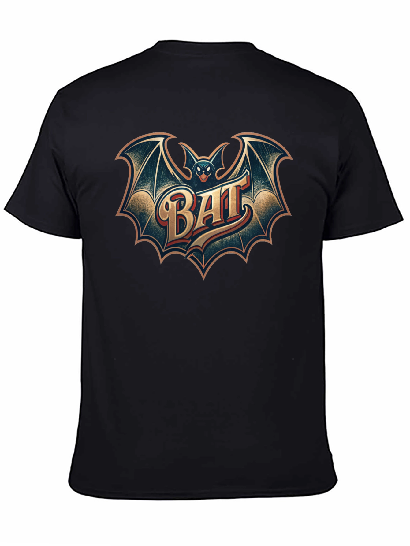 Black Vintage Bat Graphic Tee - Classic Cool Style view 4