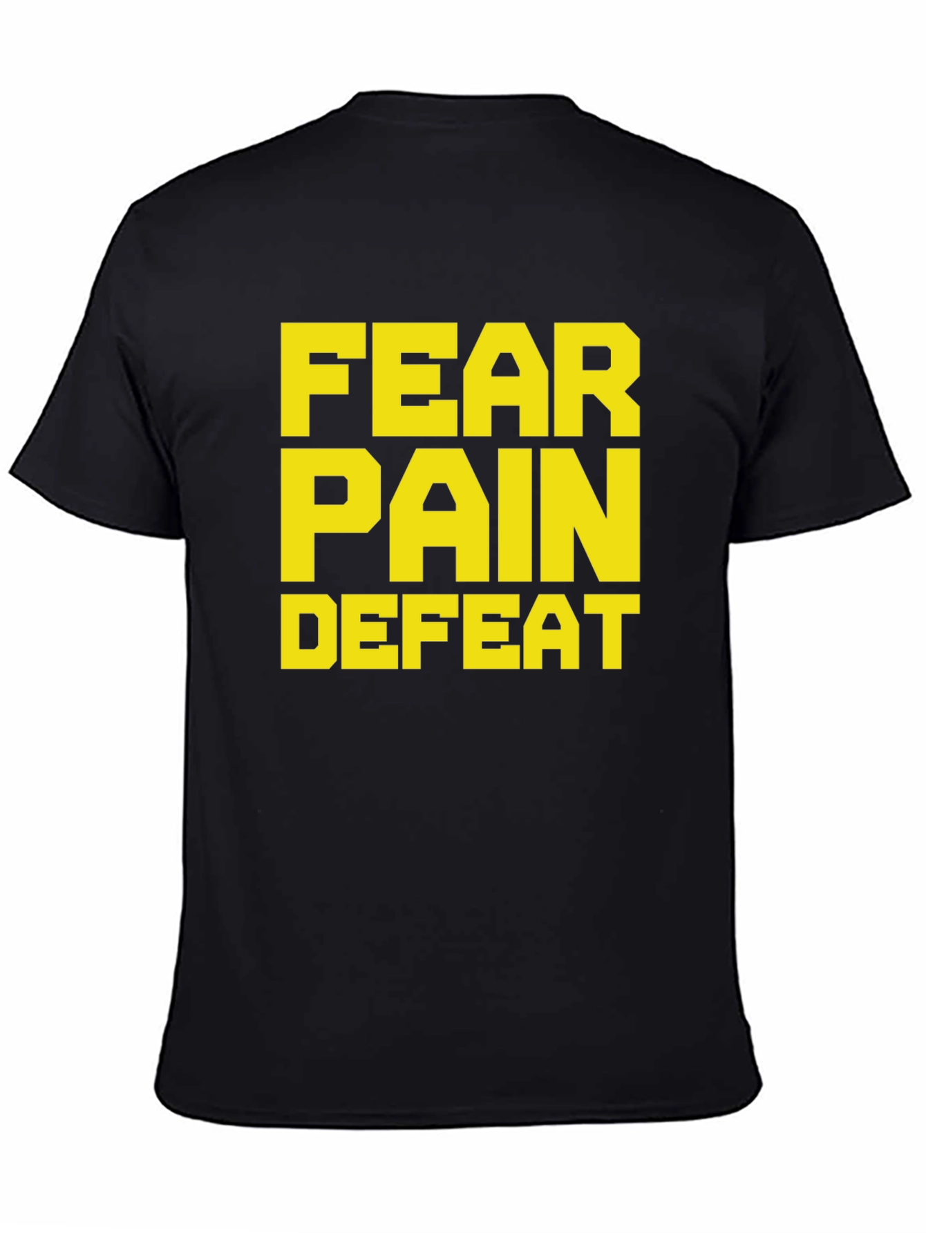 Black Fear Pain Defeat Graphic Tee - Black view 4