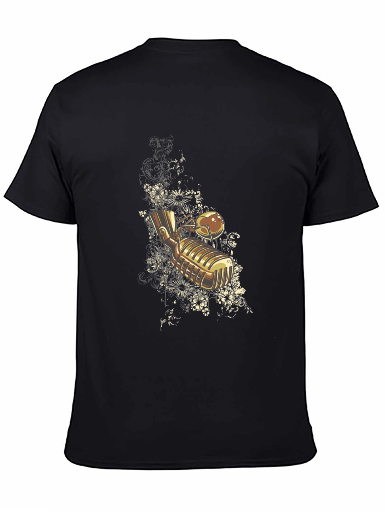 Black Vintage Microphone Graphic Tee - Retro Style view 4