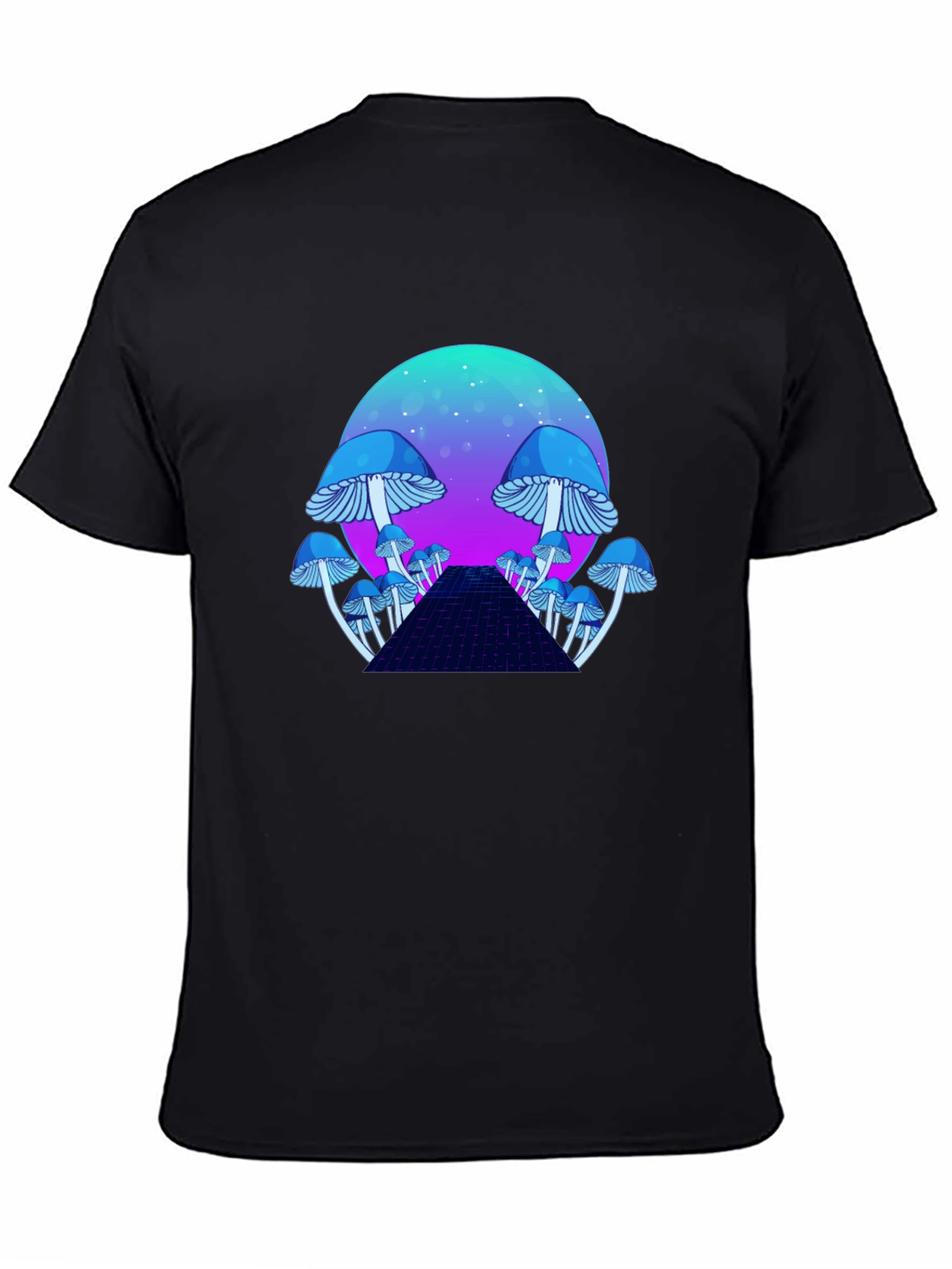 Black Mushroom Galaxy T-Shirt - Retro Synthwave Design view 4