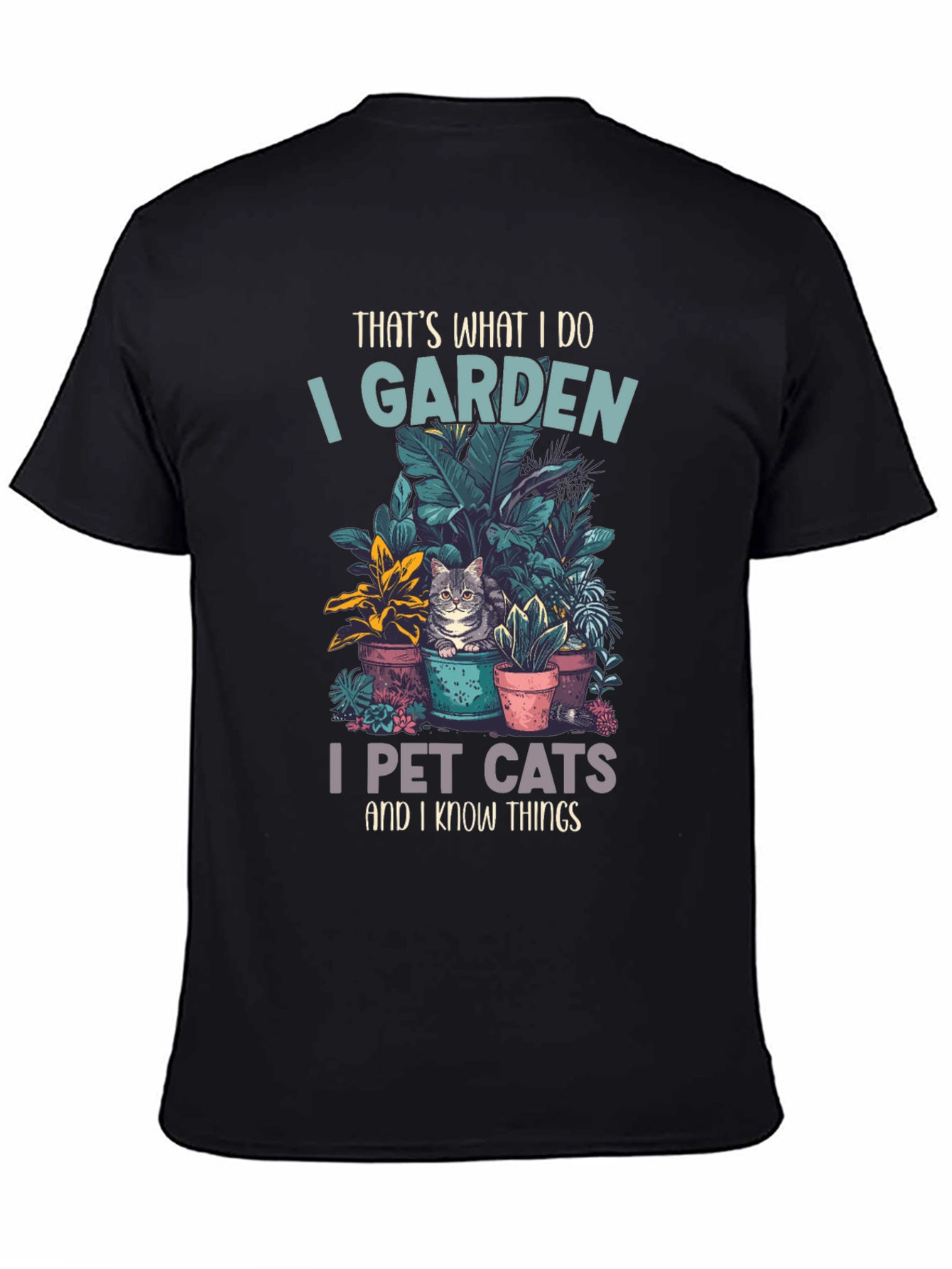Black Gardening and Cat Lover T-Shirt view 4