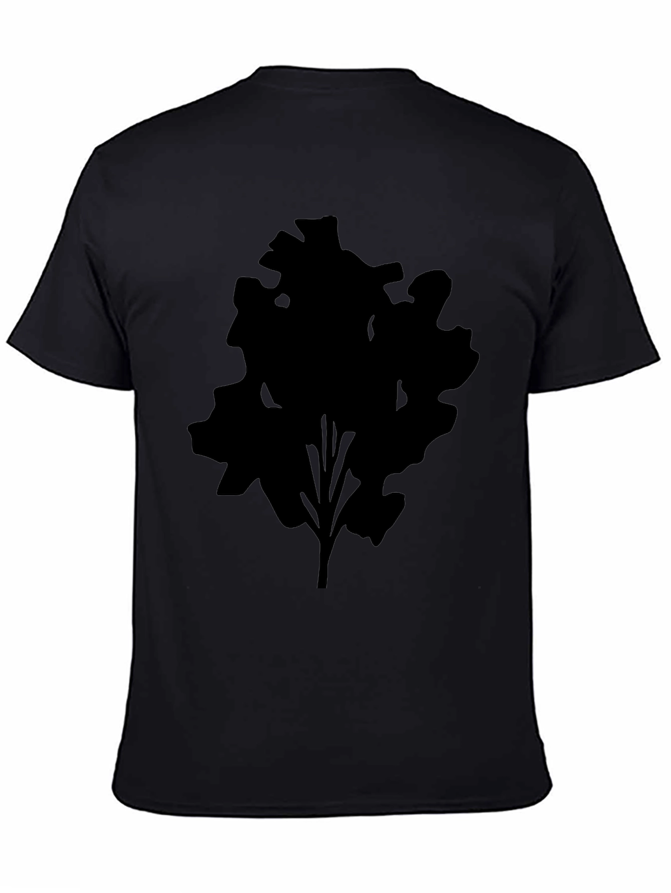 Black Men's Black T-Shirt with Abstract Tree Silhouette Design view 4