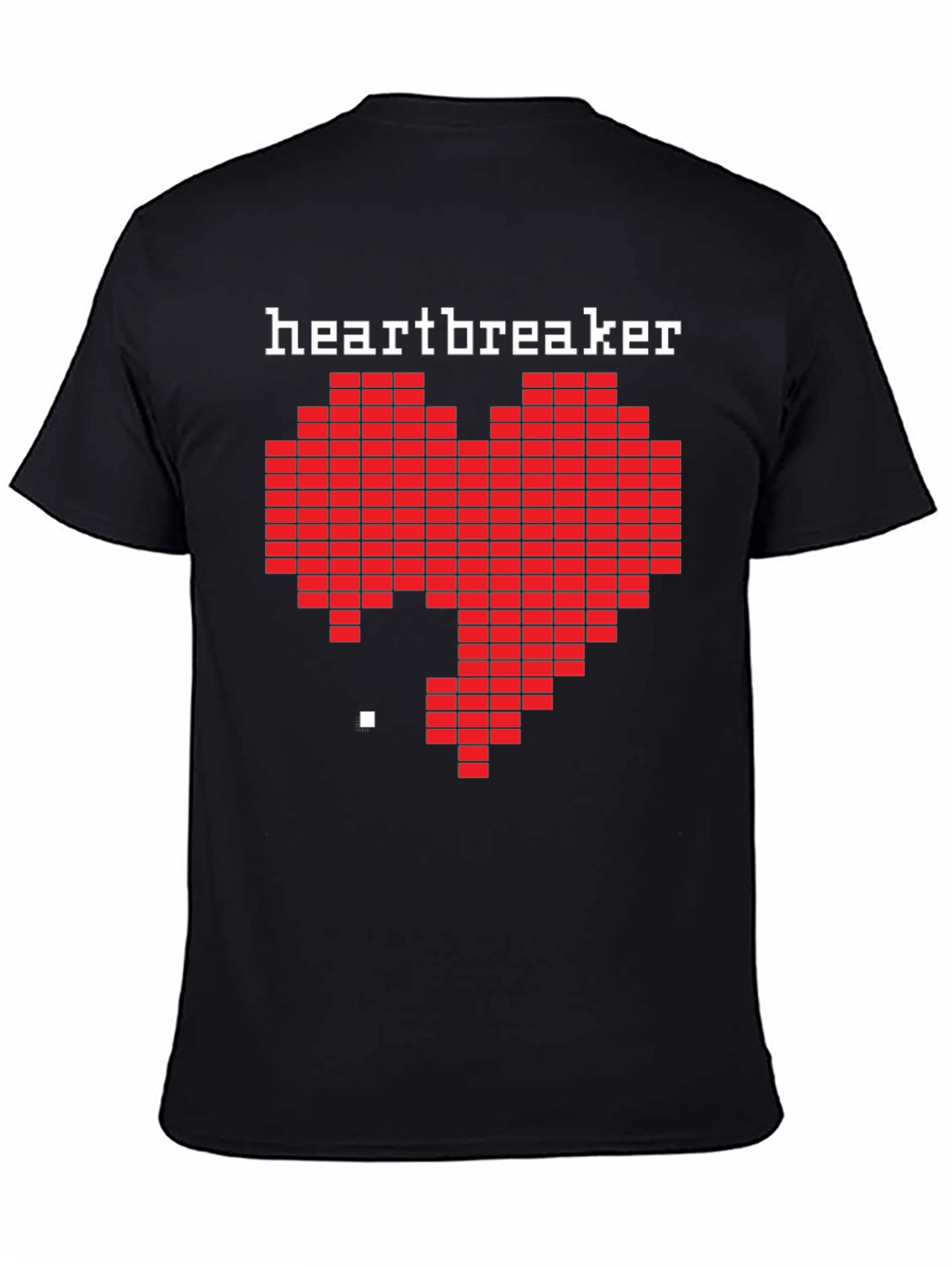 Black Heartbreaker Pixel Art Graphic Black T-Shirt view 4