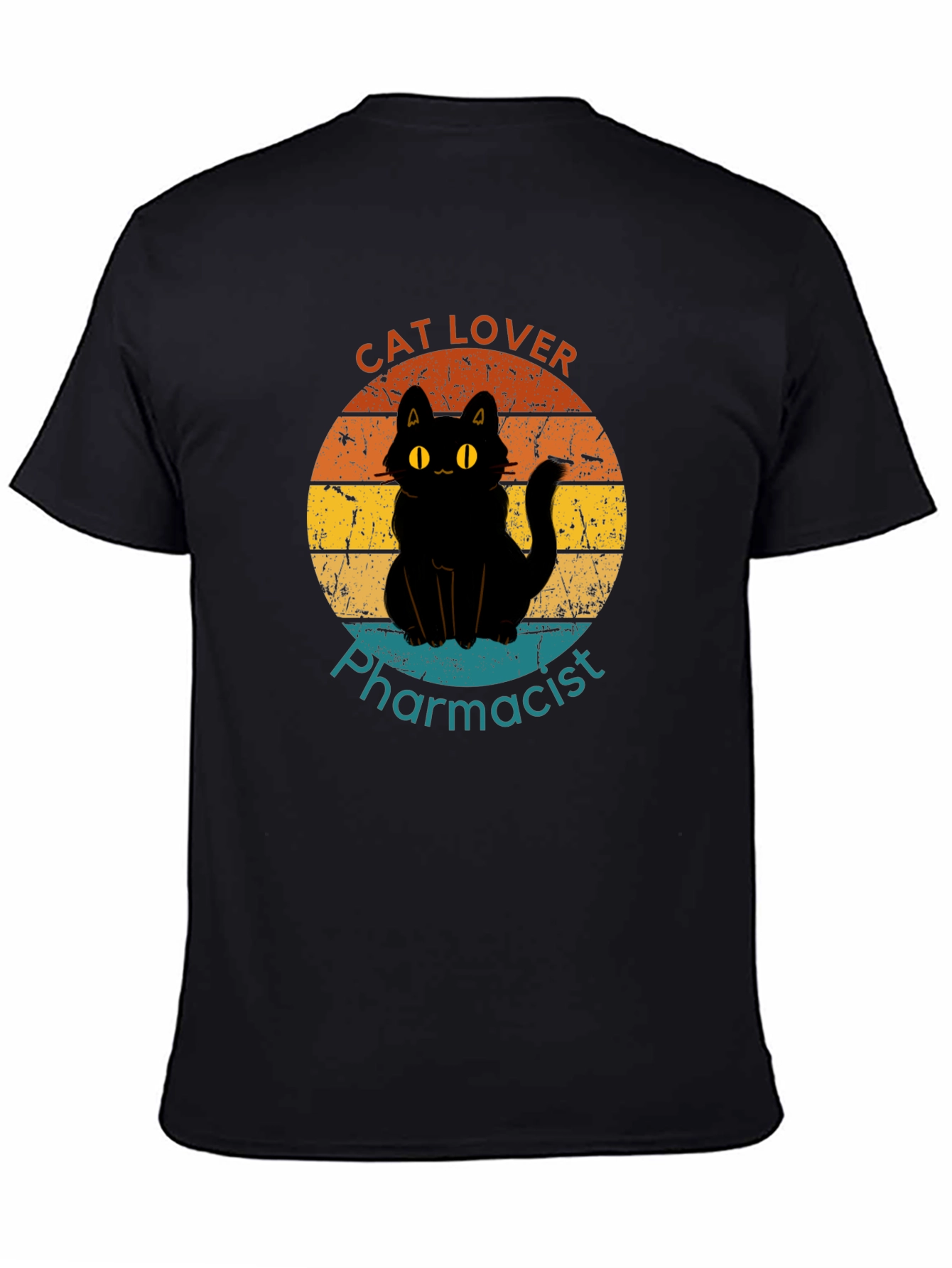 Black Cat Lover Pharmacist T-Shirt view 4