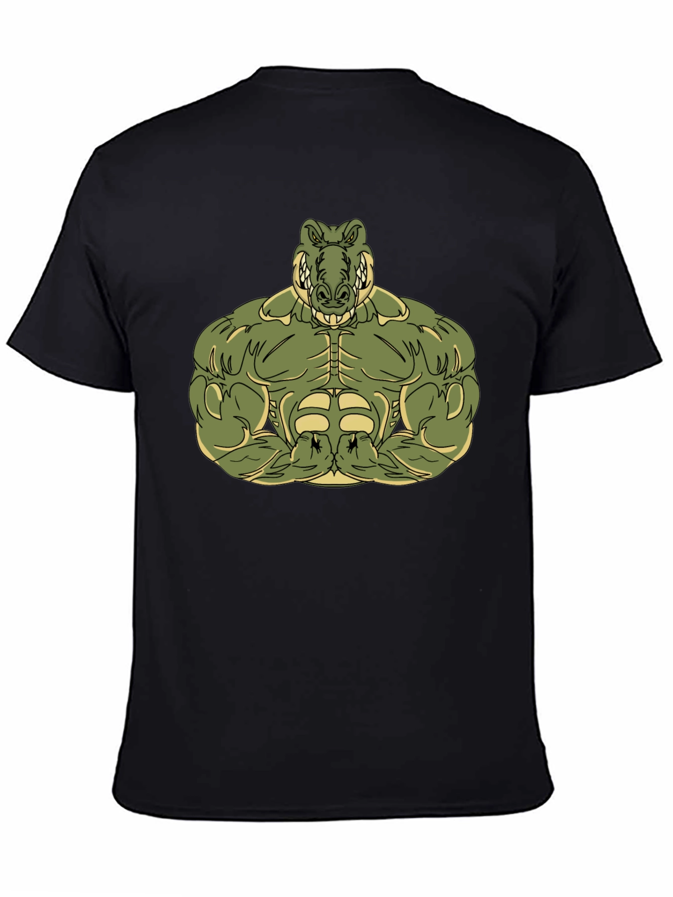 Black Muscle Alligator Graphic Tee - Black Cotton T-Shirt view 4