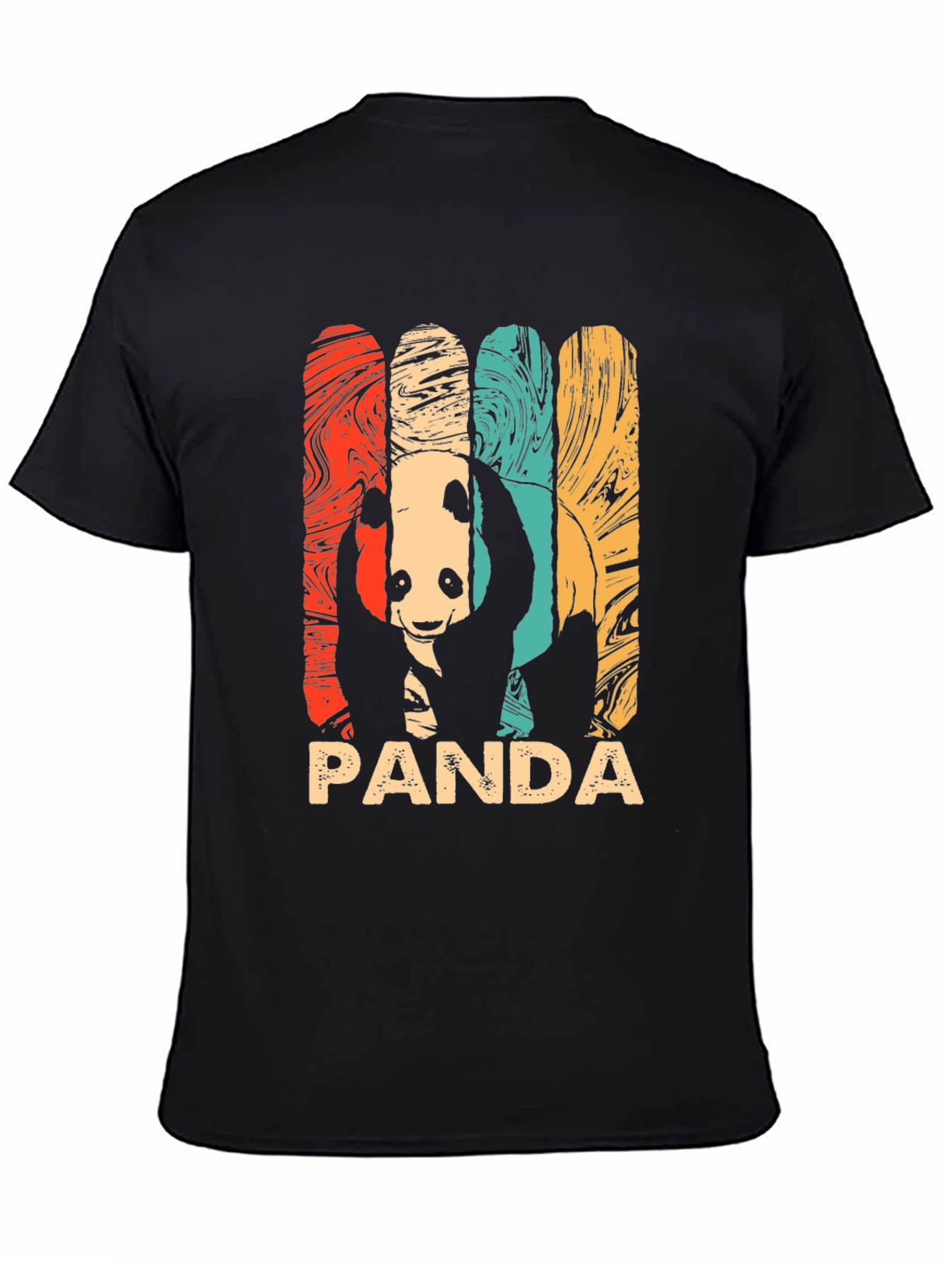 Black Retro Panda Graphic Tee - Men's Black T-Shirt view 4