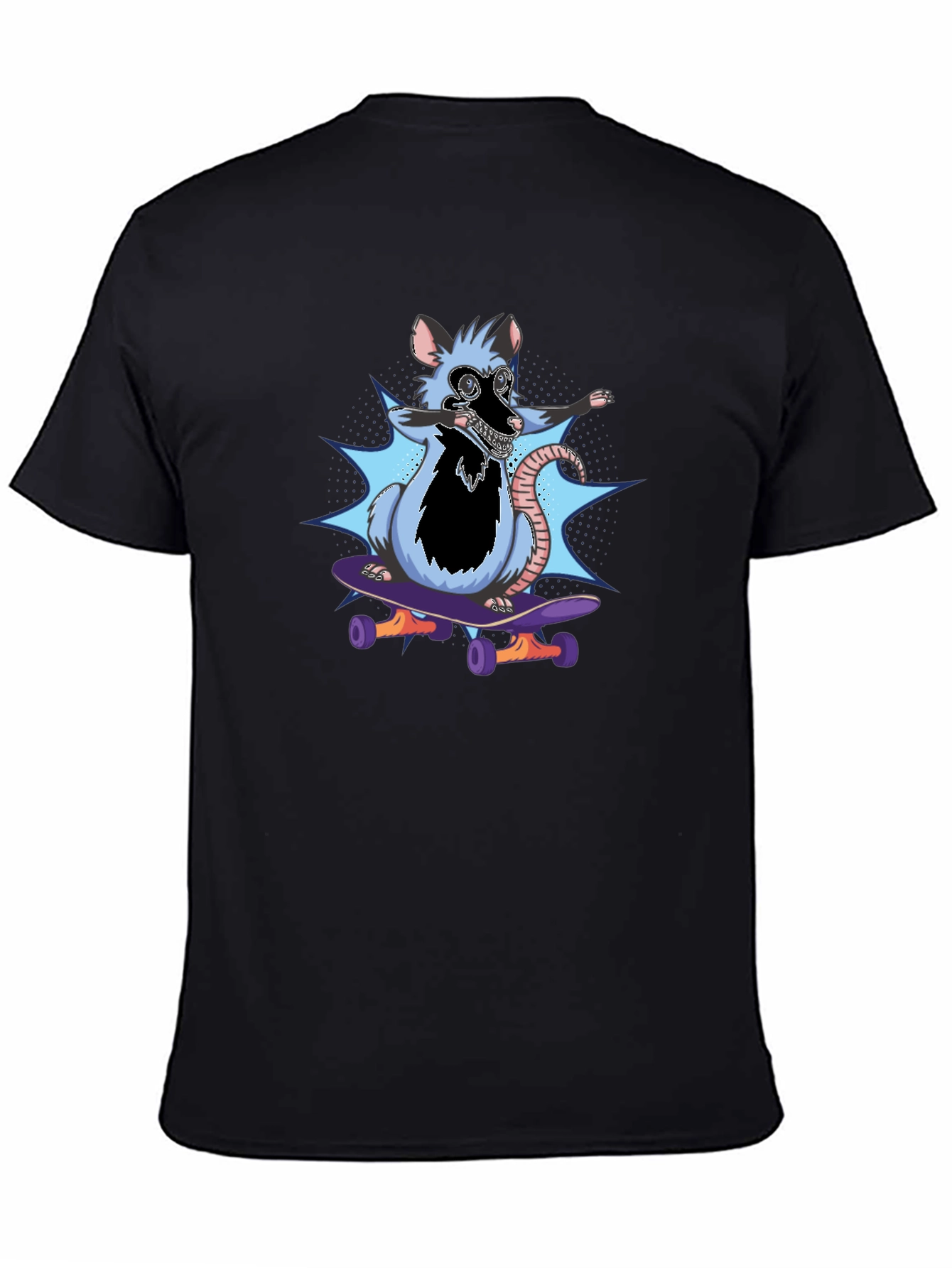 Black Skateboarding Rat T-Shirt - Cool Graphic Tee view 4