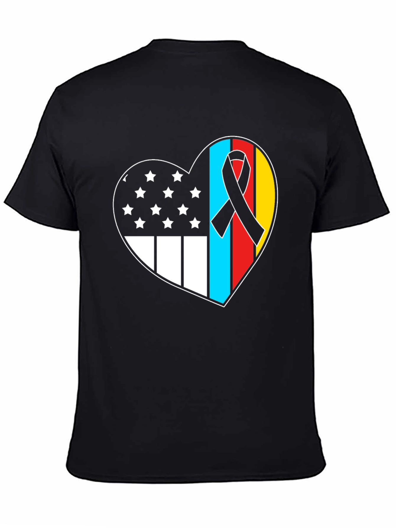 Black Heart Flag Patriotic T-Shirt view 4