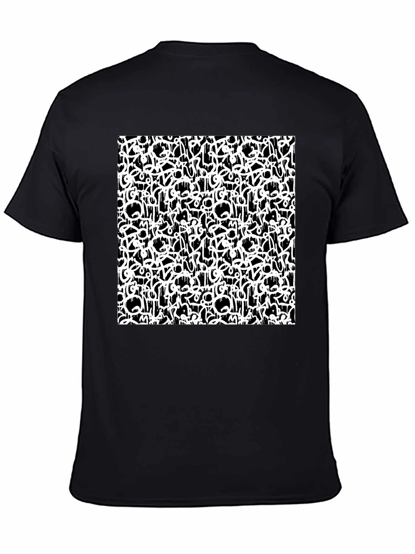 Black Abstract Graffiti Print Black T-Shirt view 4