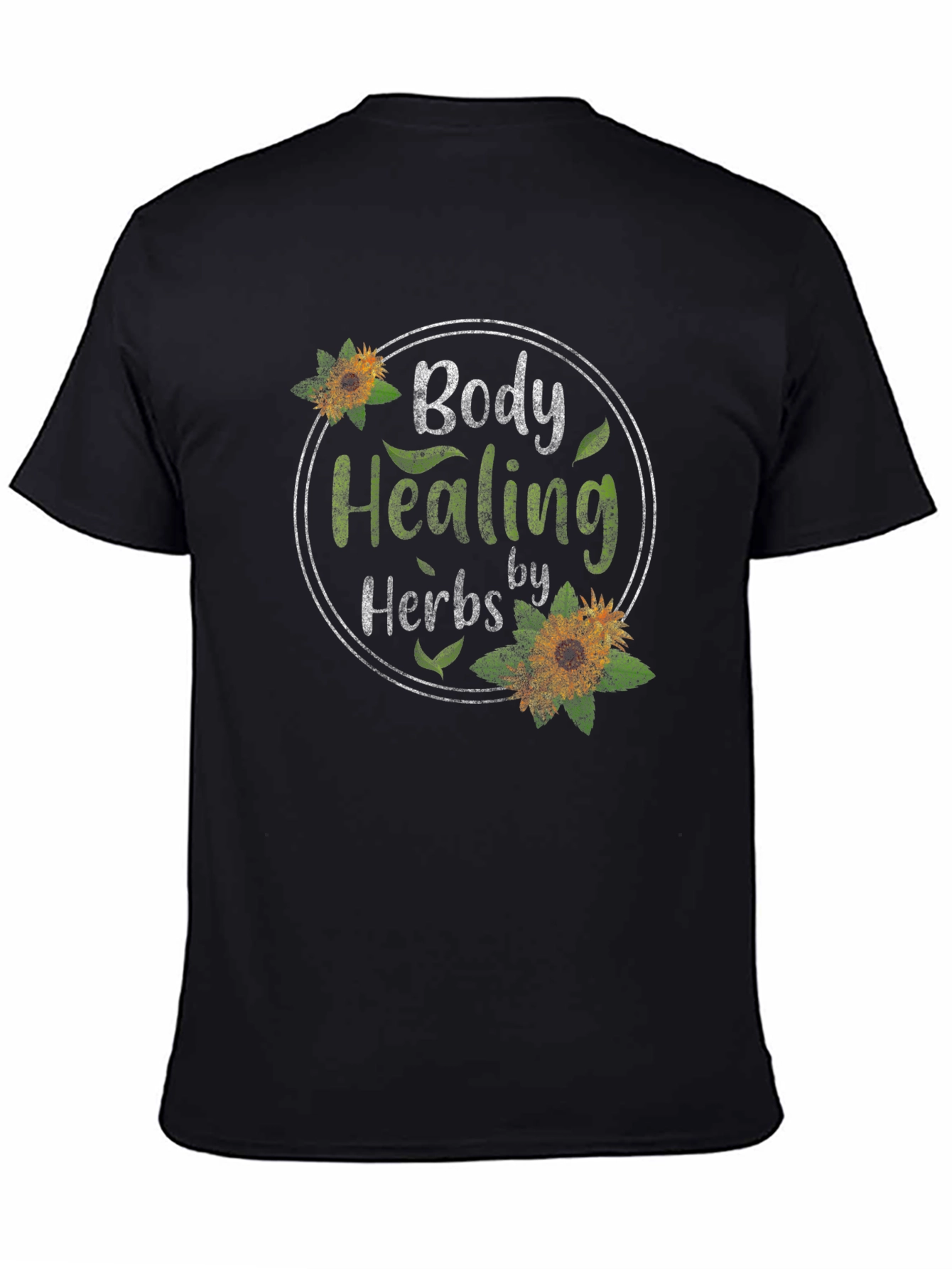 Black Body Healing Herbs Graphic T-Shirt - Black view 4