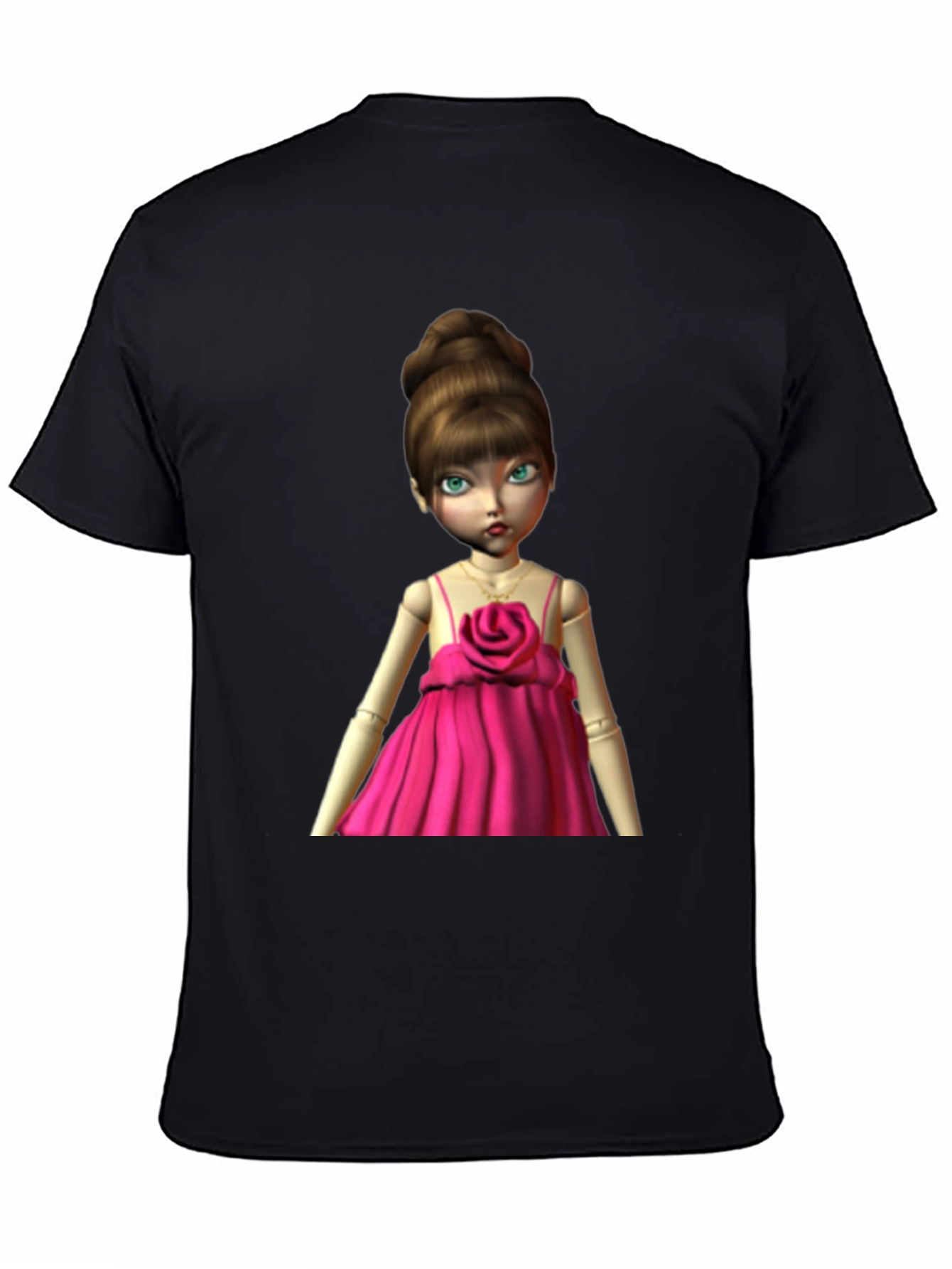 Black Doll in Pink Dress Graphic T-Shirt view 4
