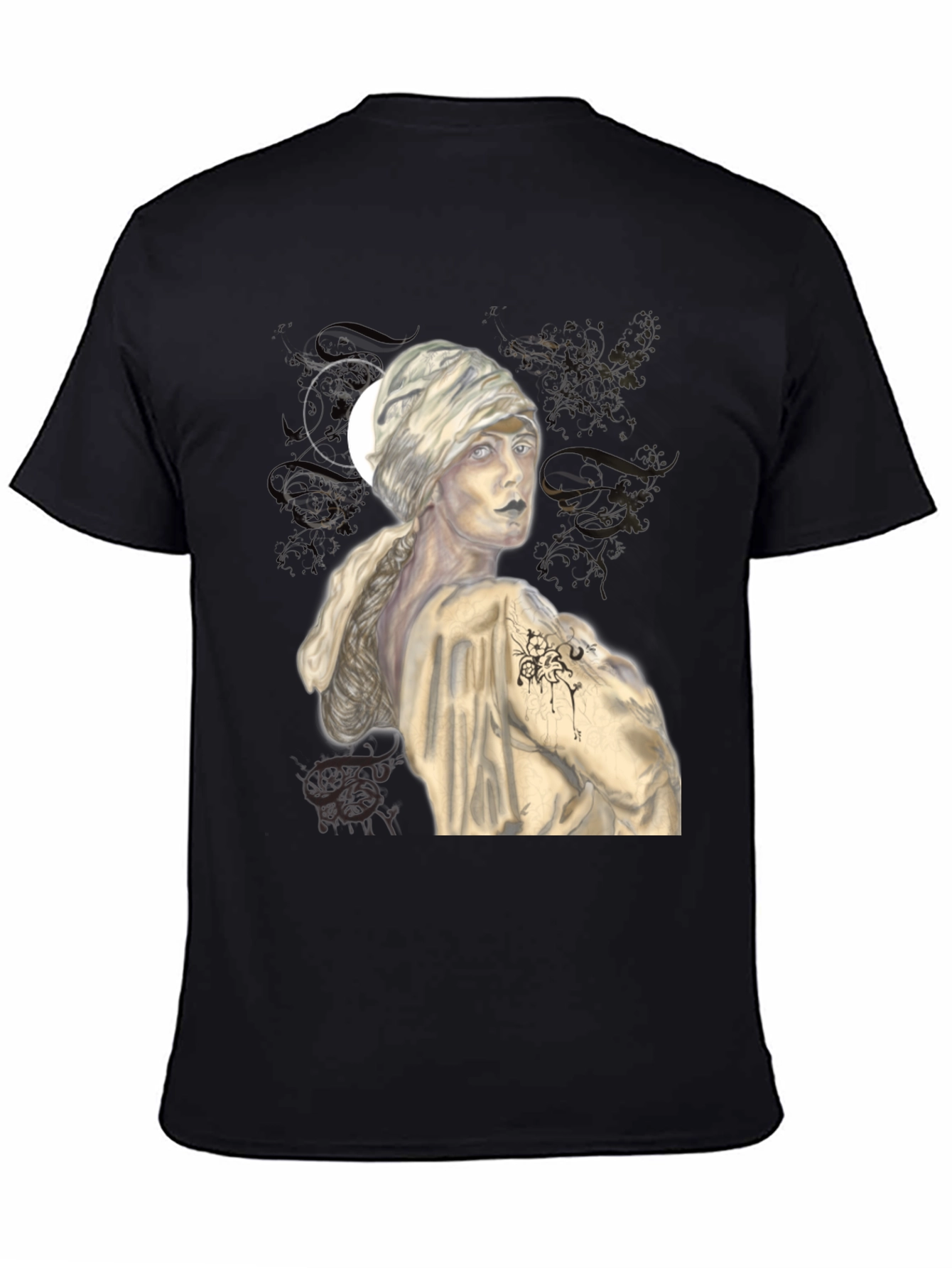 Black Mystic Muse Graphic Tee - Unisex Black T-Shirt view 4