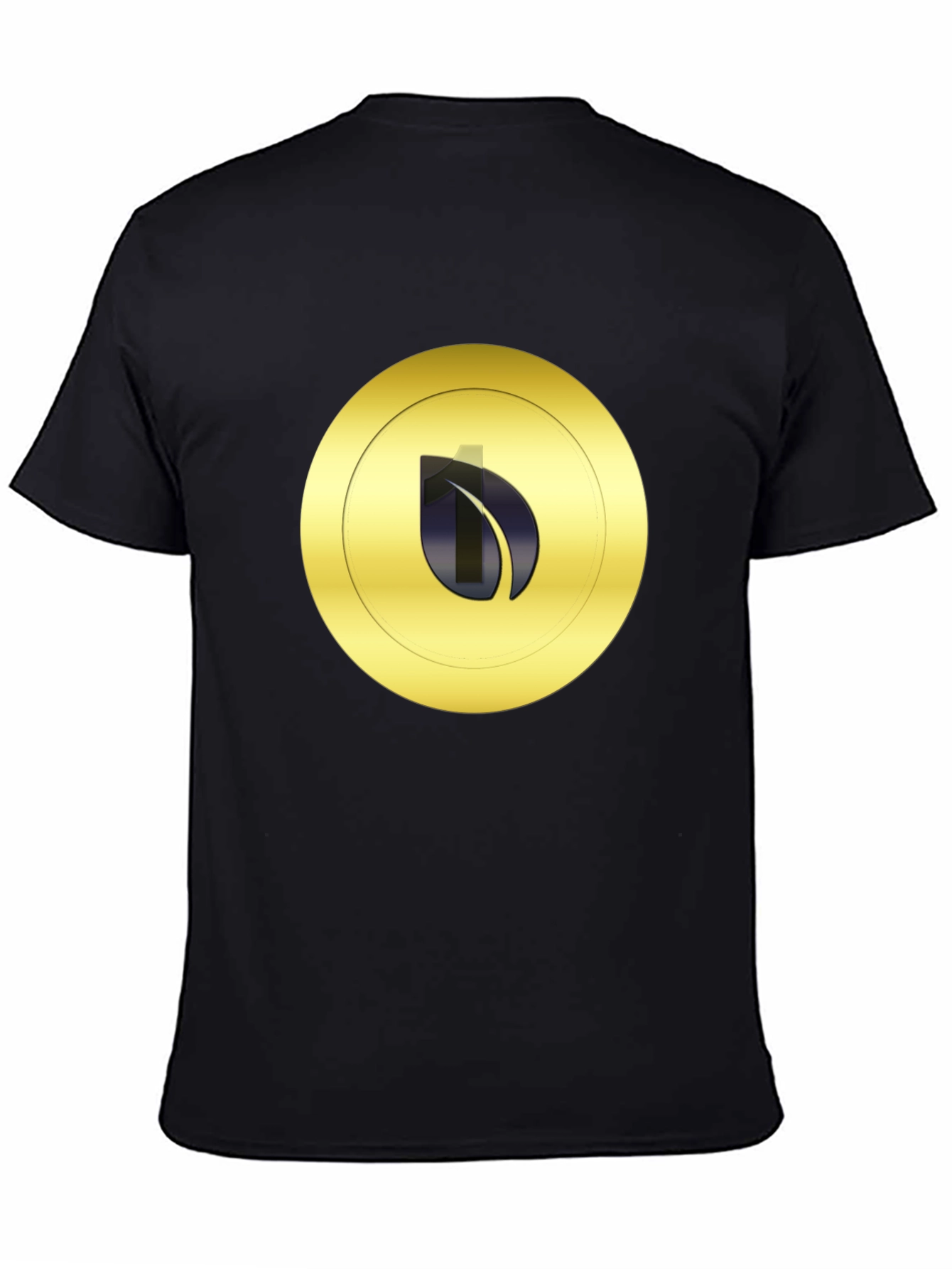 Black Black T-Shirt with Gold Leaf Emblem view 4