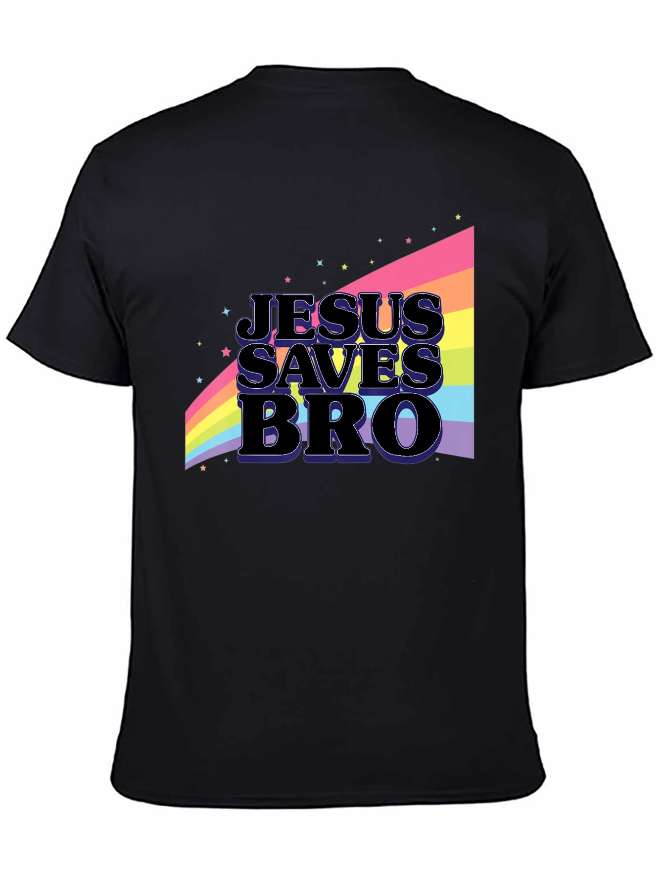 Black Jesus Saves Bro Rainbow Graphic T-Shirt view 4