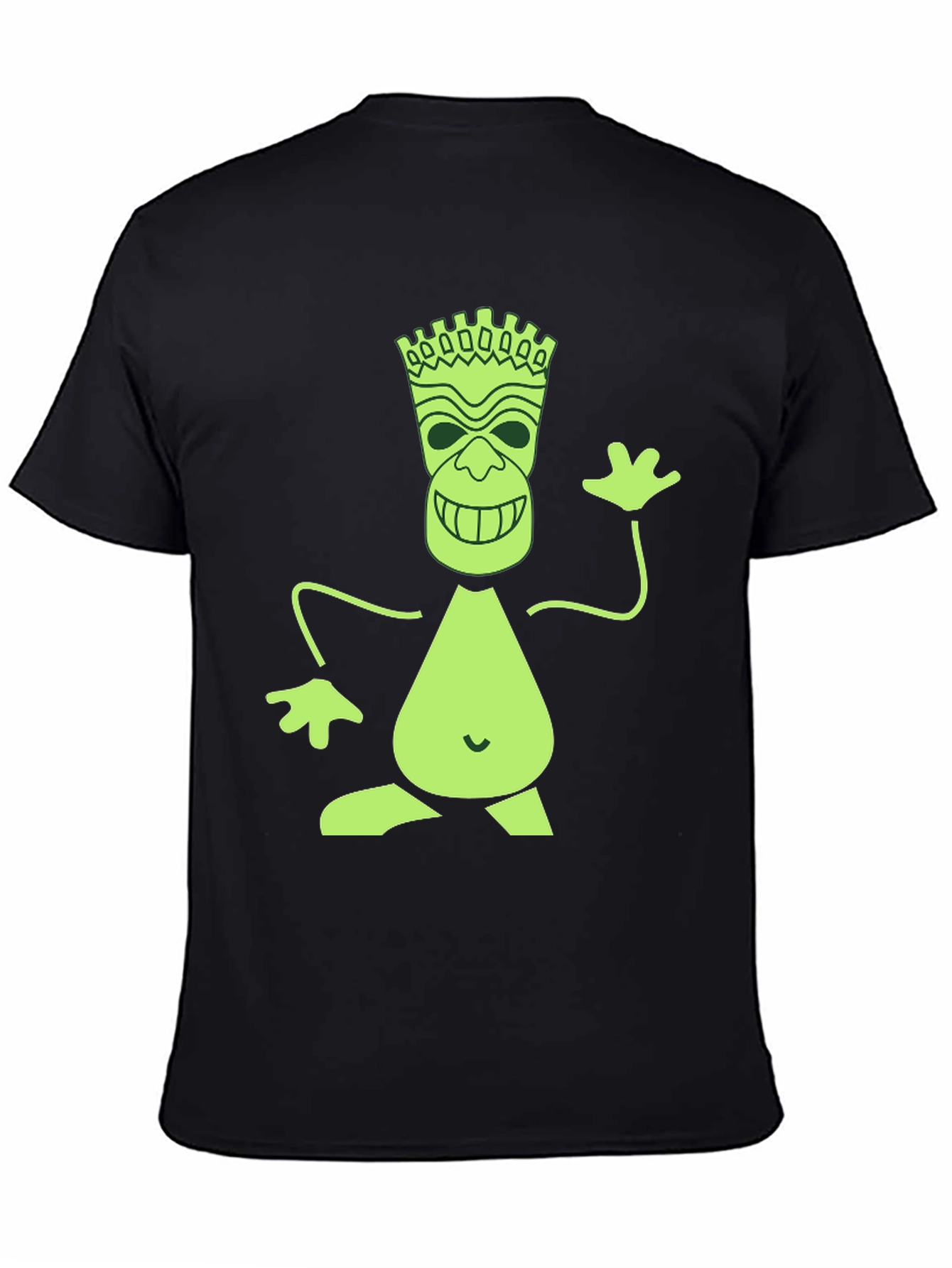 Black Fun Tiki Graphic Print Black T-Shirt view 4