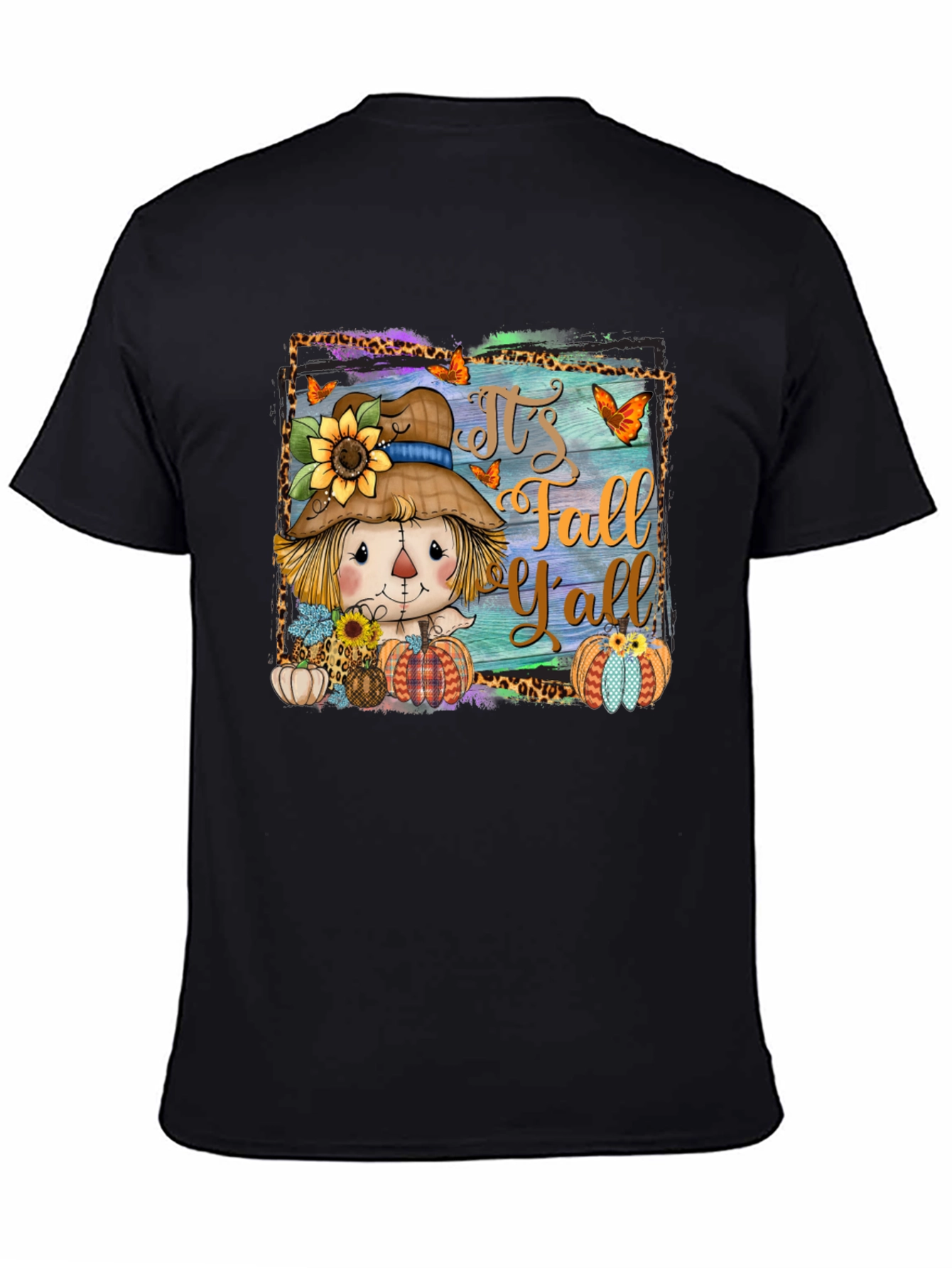 Black Fall Y'all Scarecrow Graphic Tee view 4