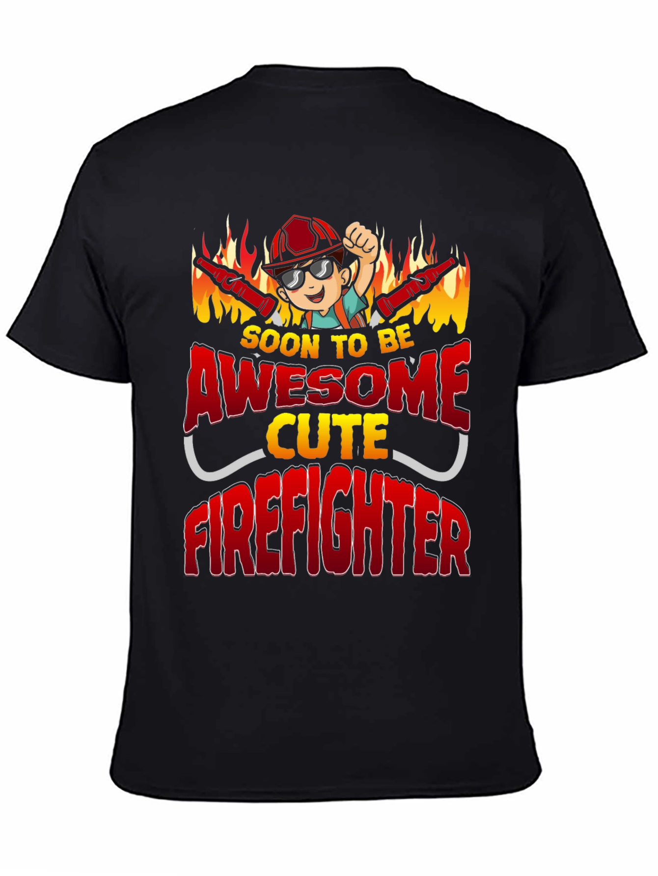 Black Awesome Cute Firefighter T-Shirt view 4
