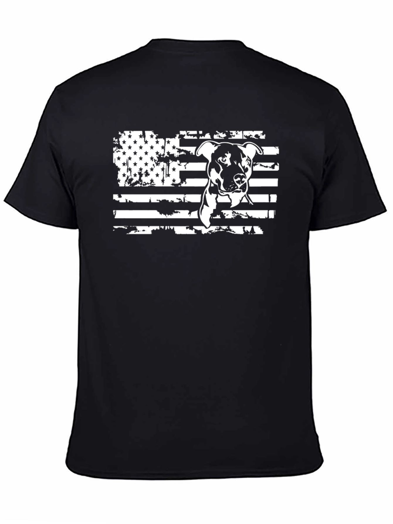 Black American Pitbull Flag Graphic T-Shirt view 4