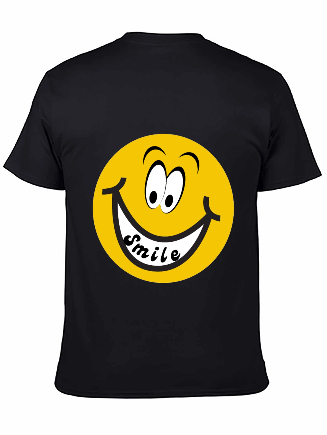Black Smiley Face Graphic Black T-Shirt view 4